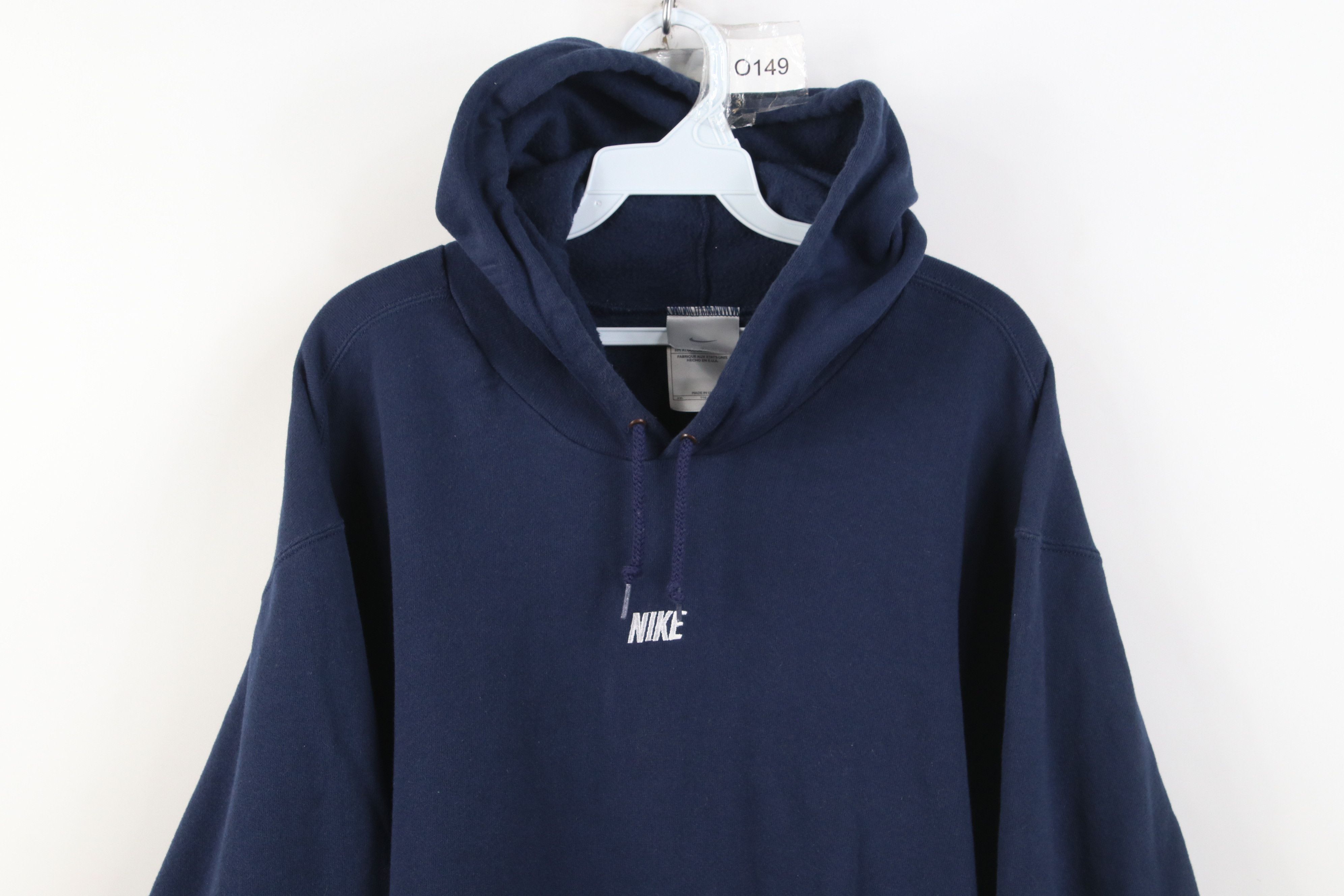 Nike Vintage 90s Y2K Nike Spell Heavyweight Hoodie Navy Blue USA Size US L / EU 52-54 / 3 - 2 Thumbnail