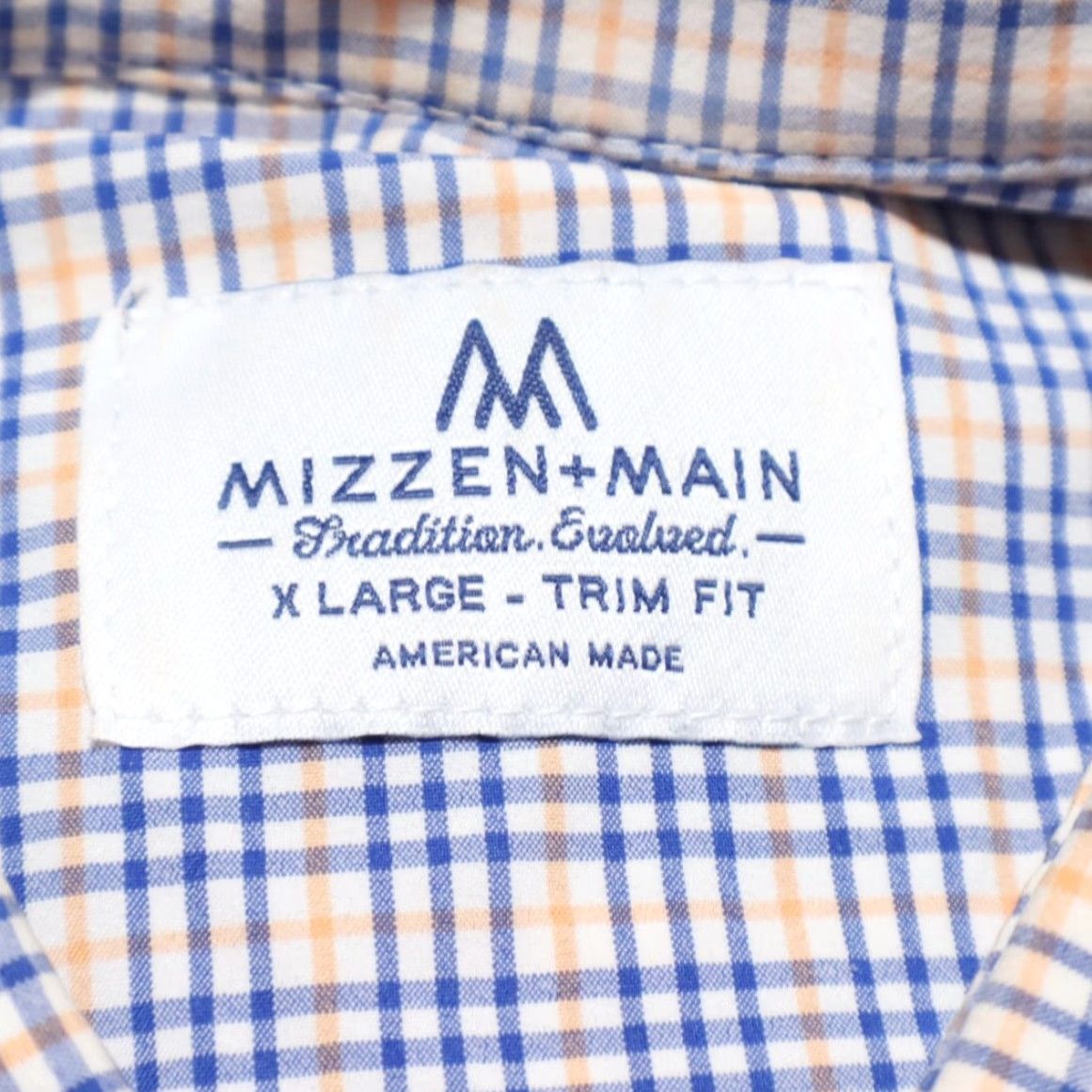 Mizzen+Main Mizzen + Main Shirt Button Up Orange Gingham Trim Fit Men's XL Long Sleeve Slim Size US XL / EU 56 / 4 - 5 Thumbnail