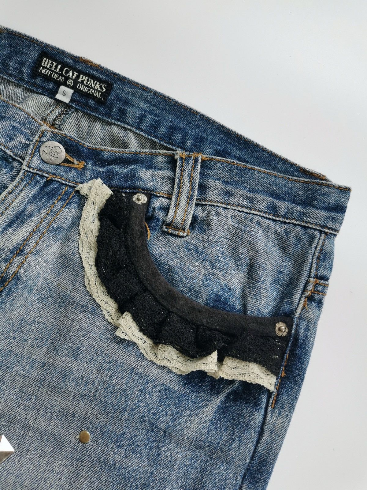 Seditionaries Hell Cat Punks Treble Clef Pyramid Stud Zipper Jean Vivienne Size 30" / US 8 / IT 44 - 3 Thumbnail