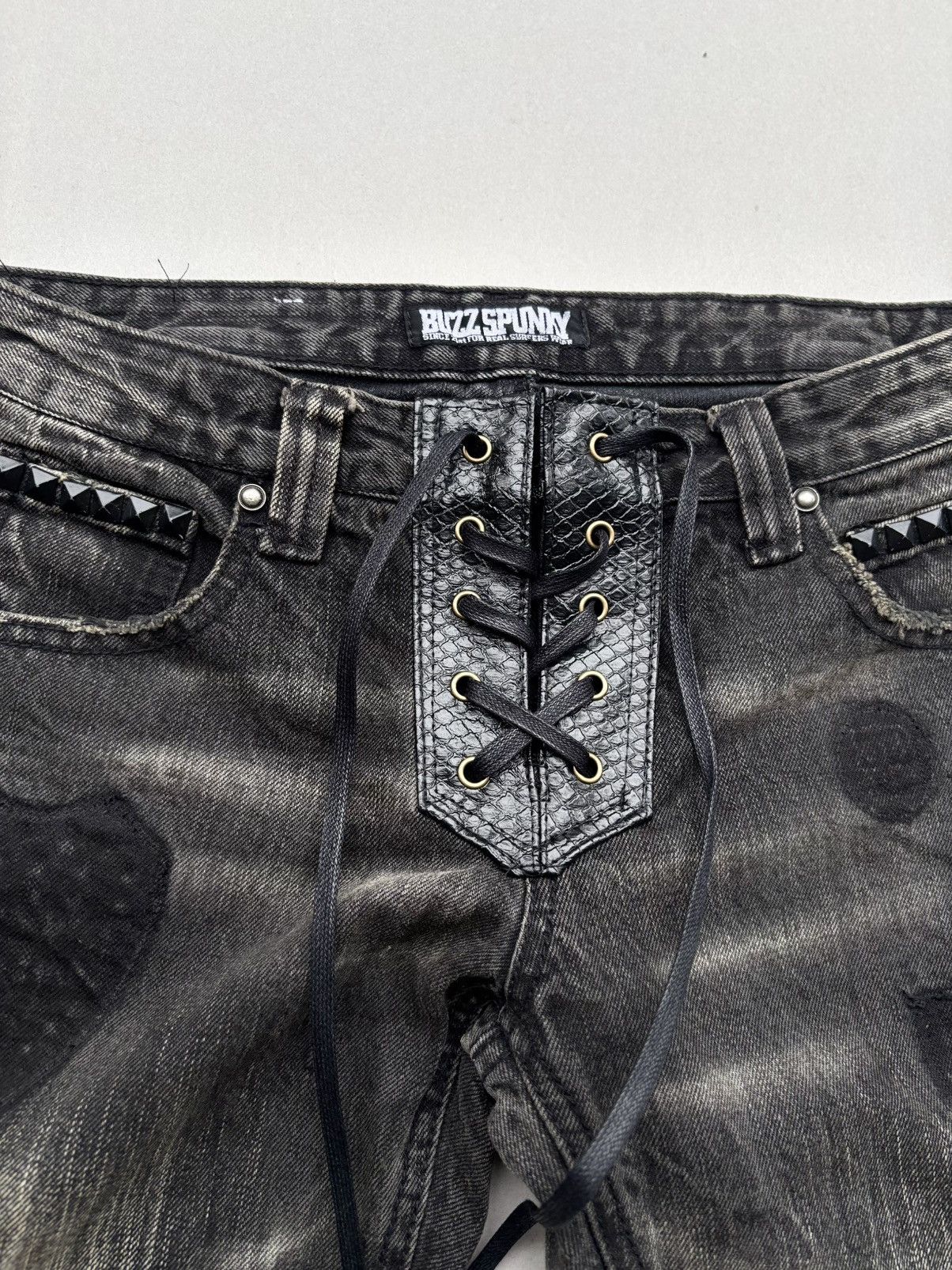Japanese Brand BUZZSPUNKY lace up flare jeans Size US 28 / EU 44 - 3 Thumbnail