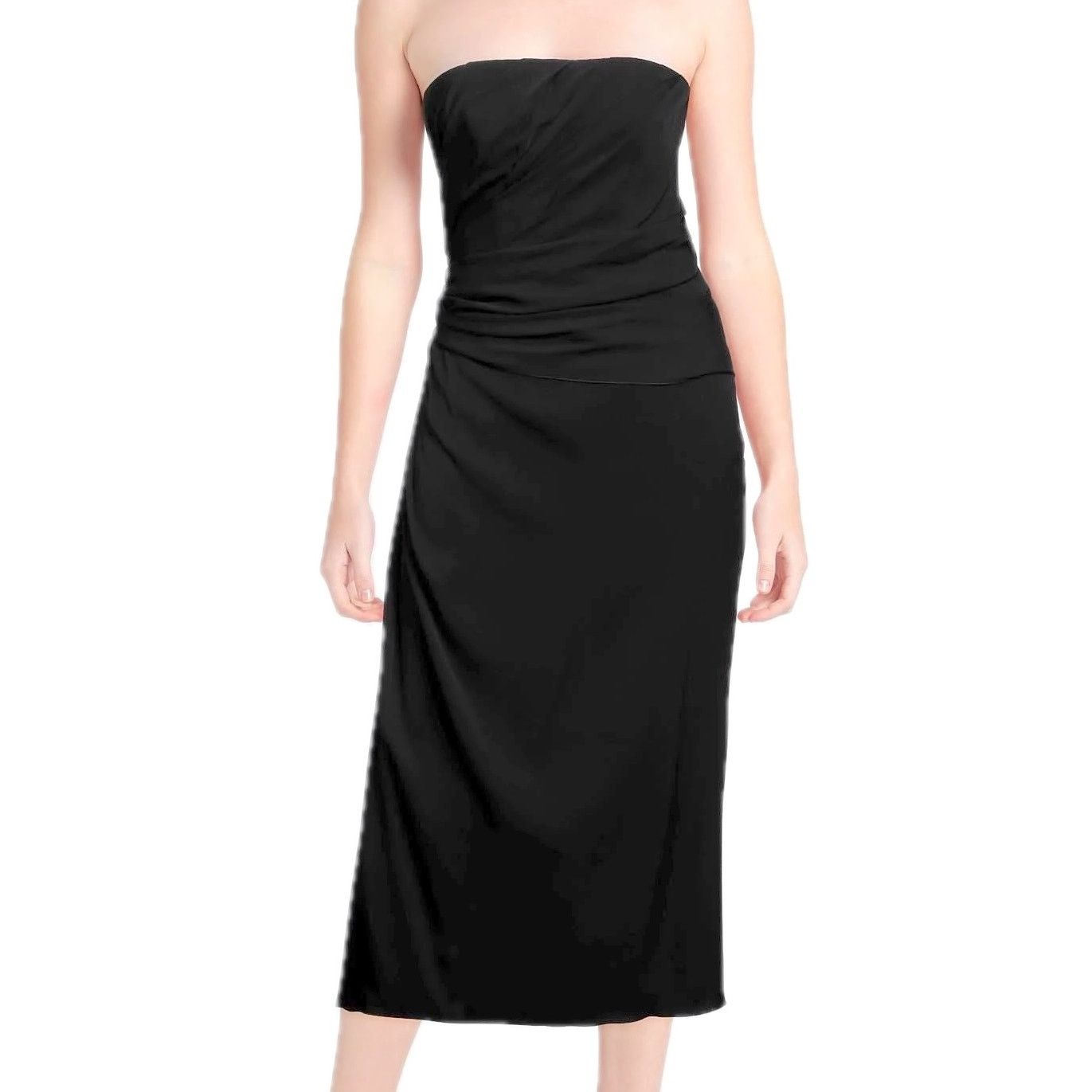 Dolce & Gabbana DOLCE & GABBANA Strapless Ruched Midi Dress Black 40 S Size S / US 4 / IT 40 - 1 Thumbnail