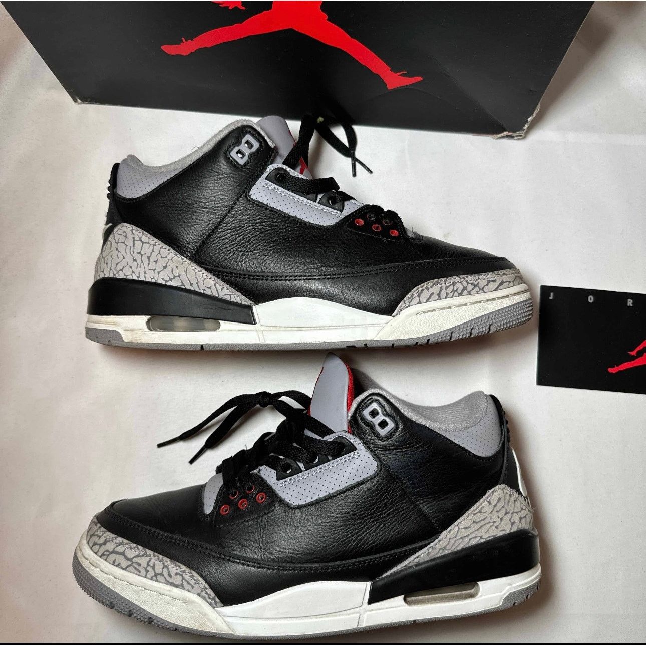 Jordan Brand × Nike Size 9.5 Air Jordan 3 Retro OG Black Cement 2024 Men's Shoes Size US 9.5 / EU 42-43 - 2 Thumbnail