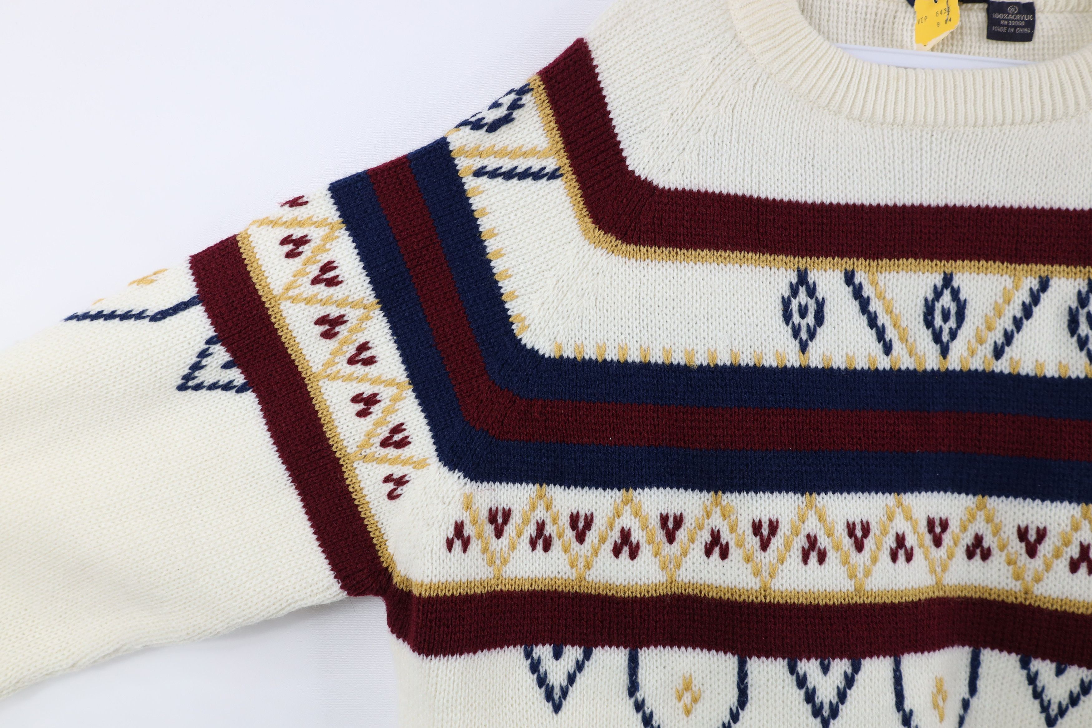 Vintage Deadstock Vintage 60s 70s Streetwear Fair Isle Knit Sweater Size US XL / EU 56 / 4 - 5 Thumbnail