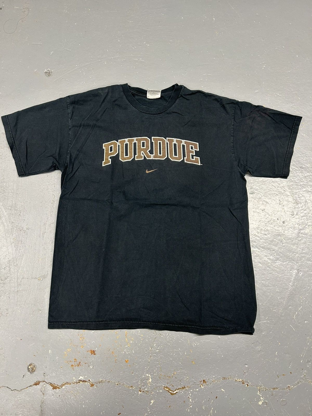 Pre-owned American College X Nike Crazy Vintage Y2k Essential Nike Purdue University Tee Shirt In Black
