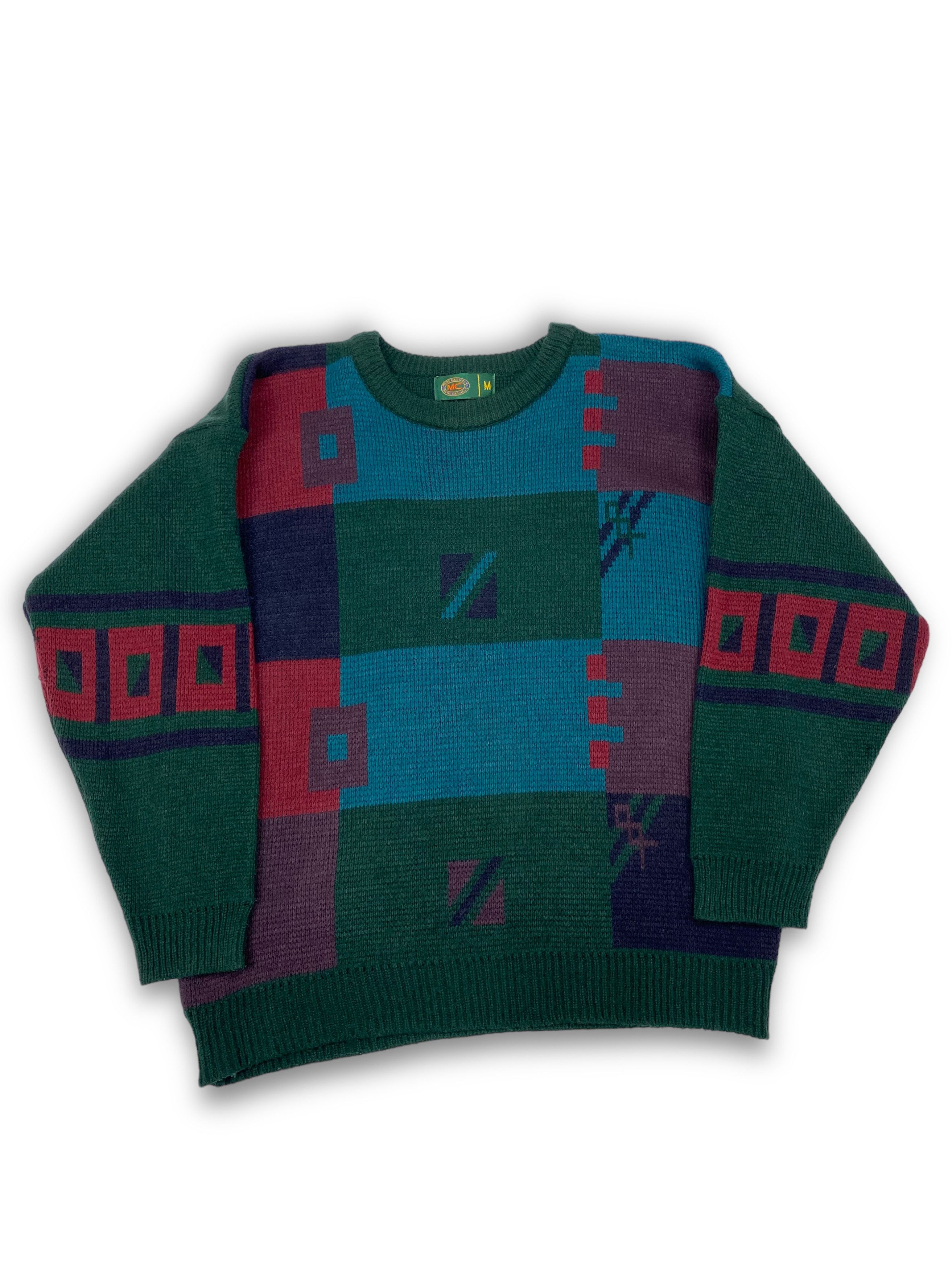 Vintage 90s Vintage MC Crazy Print Super Warm Winter Sweater M Size US L / EU 52-54 / 3 - 1 Thumbnail