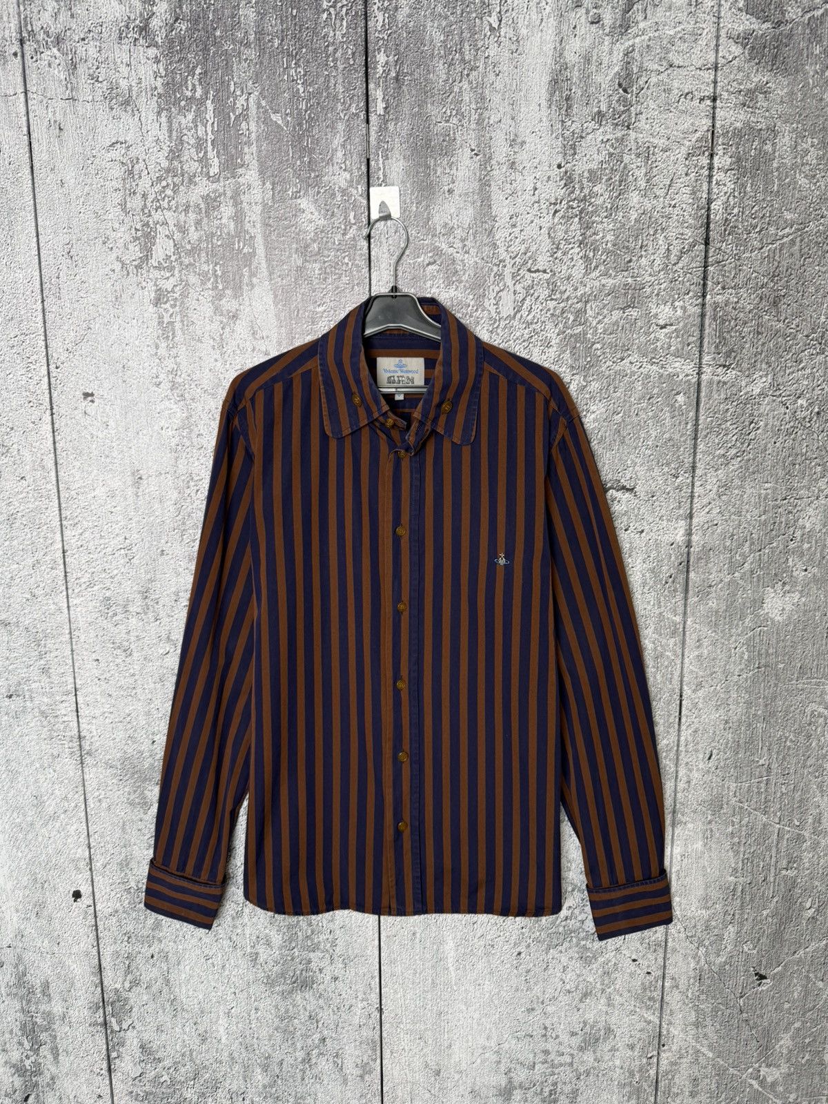 Vivienne Westwood Vivienne Westwood Striped Button Shirt Orb Logo Long Sleeve Size US XL / EU 56 / 4 - 1 Thumbnail