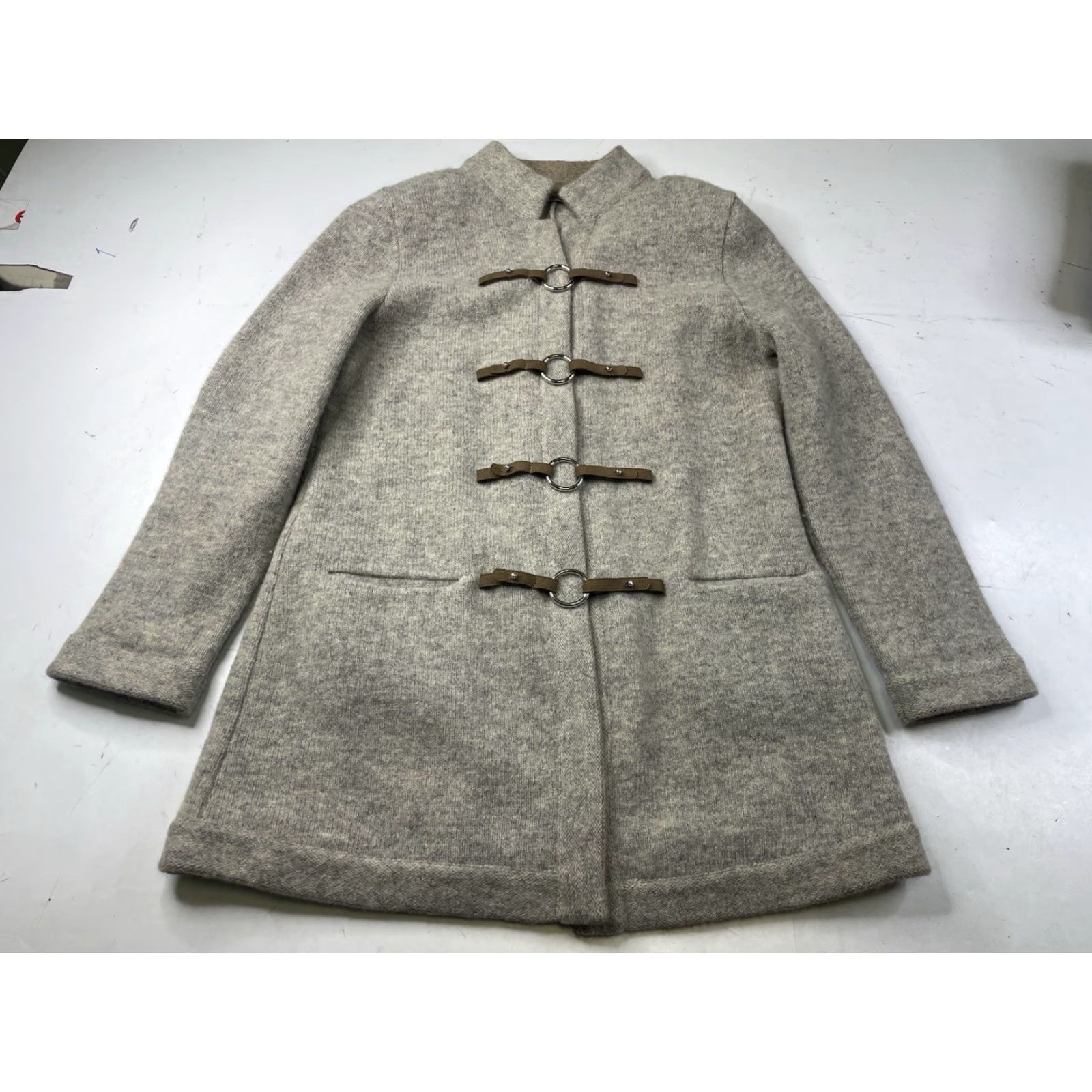 Vintage Mirabell Salzburg 100% Wool Toggle Coat Womens US 16 Gray Knit Overcoat Regular Pockets Size XXL / US 16-18 / IT 52-54 - 2 Thumbnail