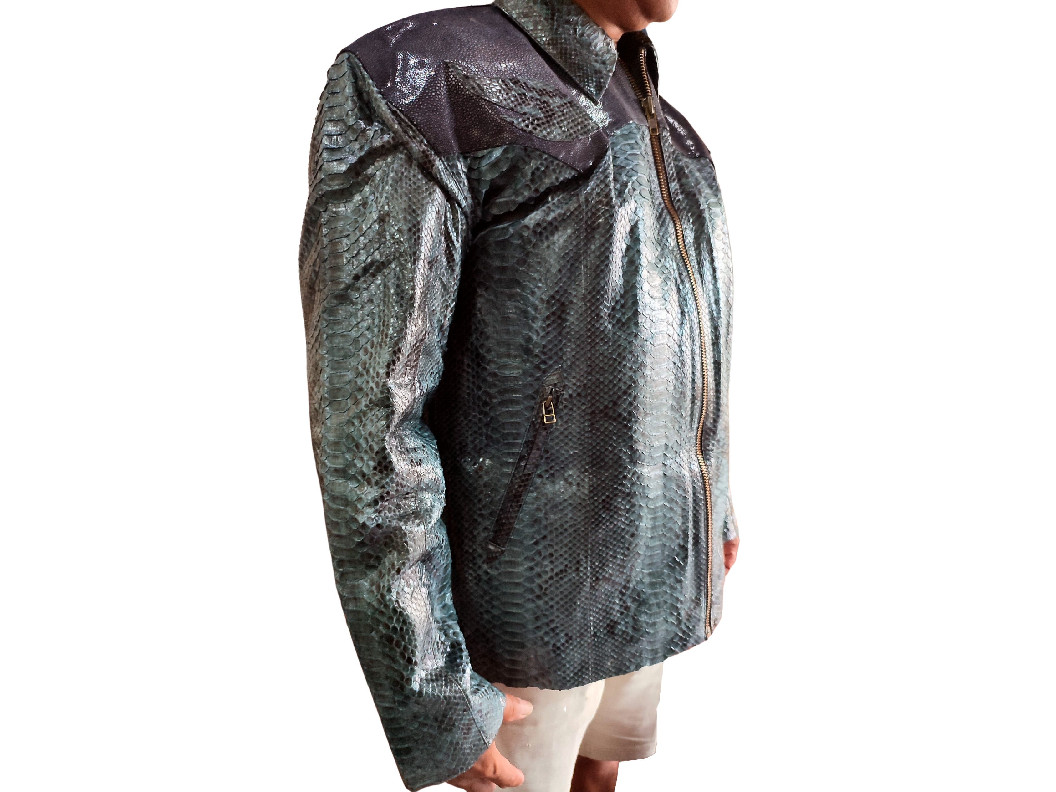 Handmade Snakeskin Jacket for Men with Stingray Skin Accents Size US M / EU 48-50 / 2 - 6 Thumbnail