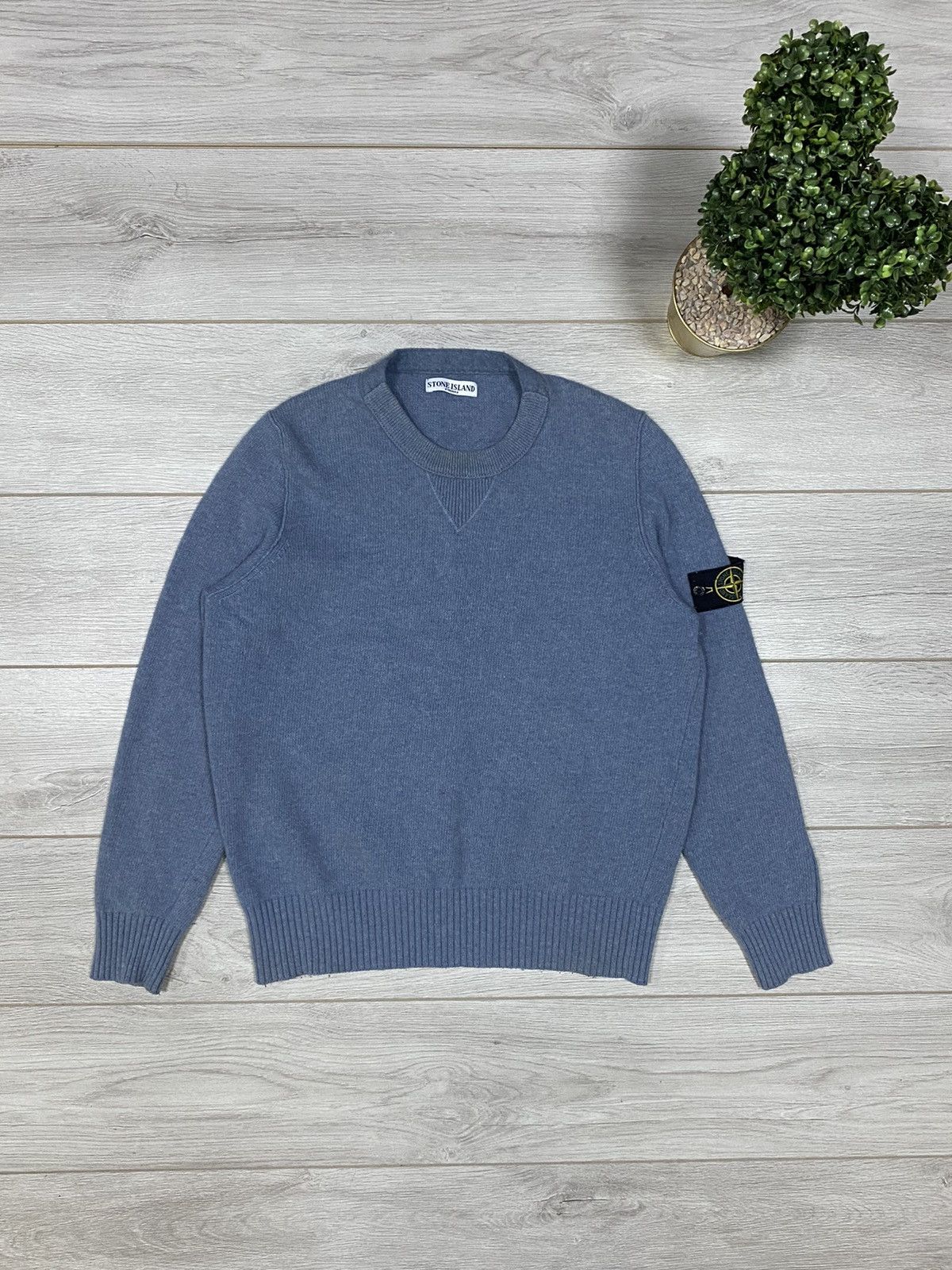 image of Italian Designers x Stone Island Vintage Badge Sweater Massimo Osti in Grey, Men's (Size XL)