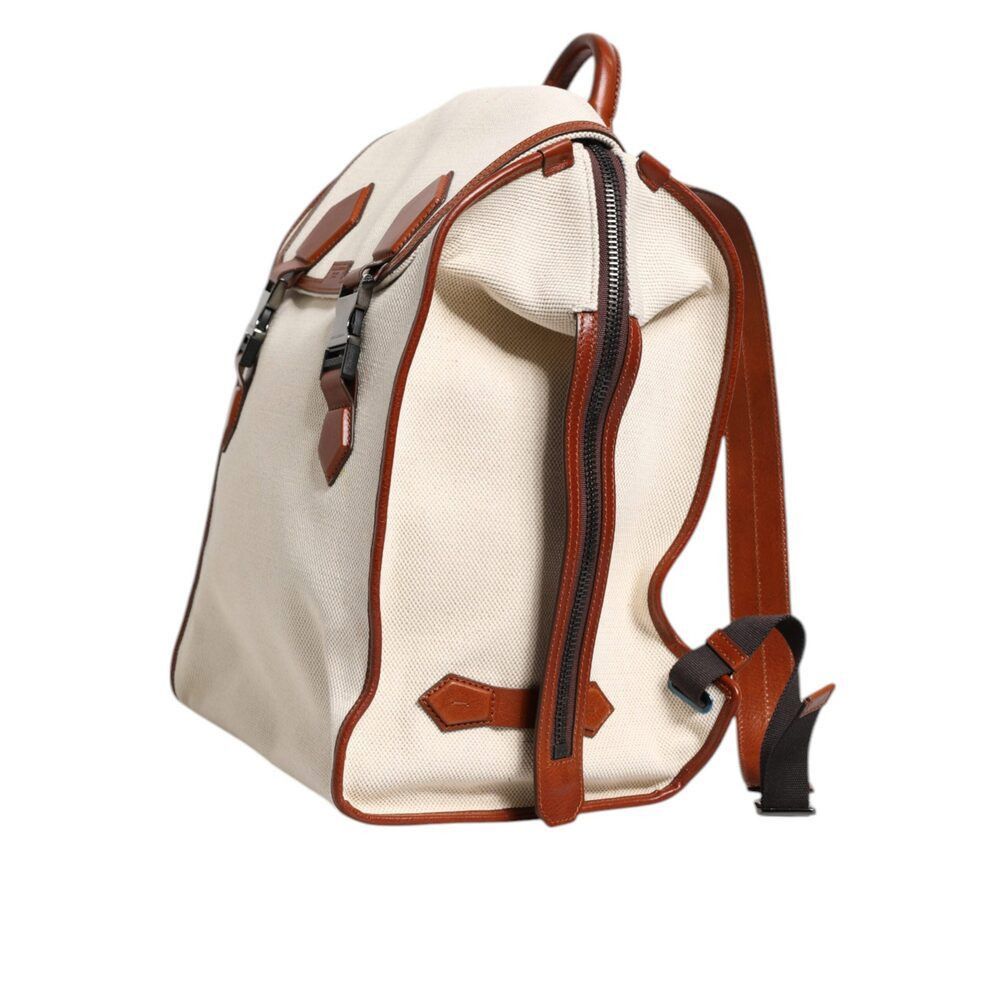 Dolce & Gabbana Dolce & Gabbana Beige Brown Canvas Leather EDGE Travel Men B Size ONE SIZE - 4 Thumbnail
