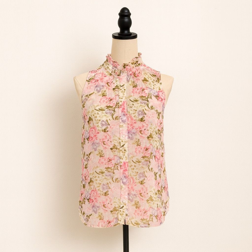 Forever 21 Forever 21 Floral Sleeveless Blouse | Size M | Sheer Button Size M / US 6-8 / IT 42-44 - 1 Thumbnail