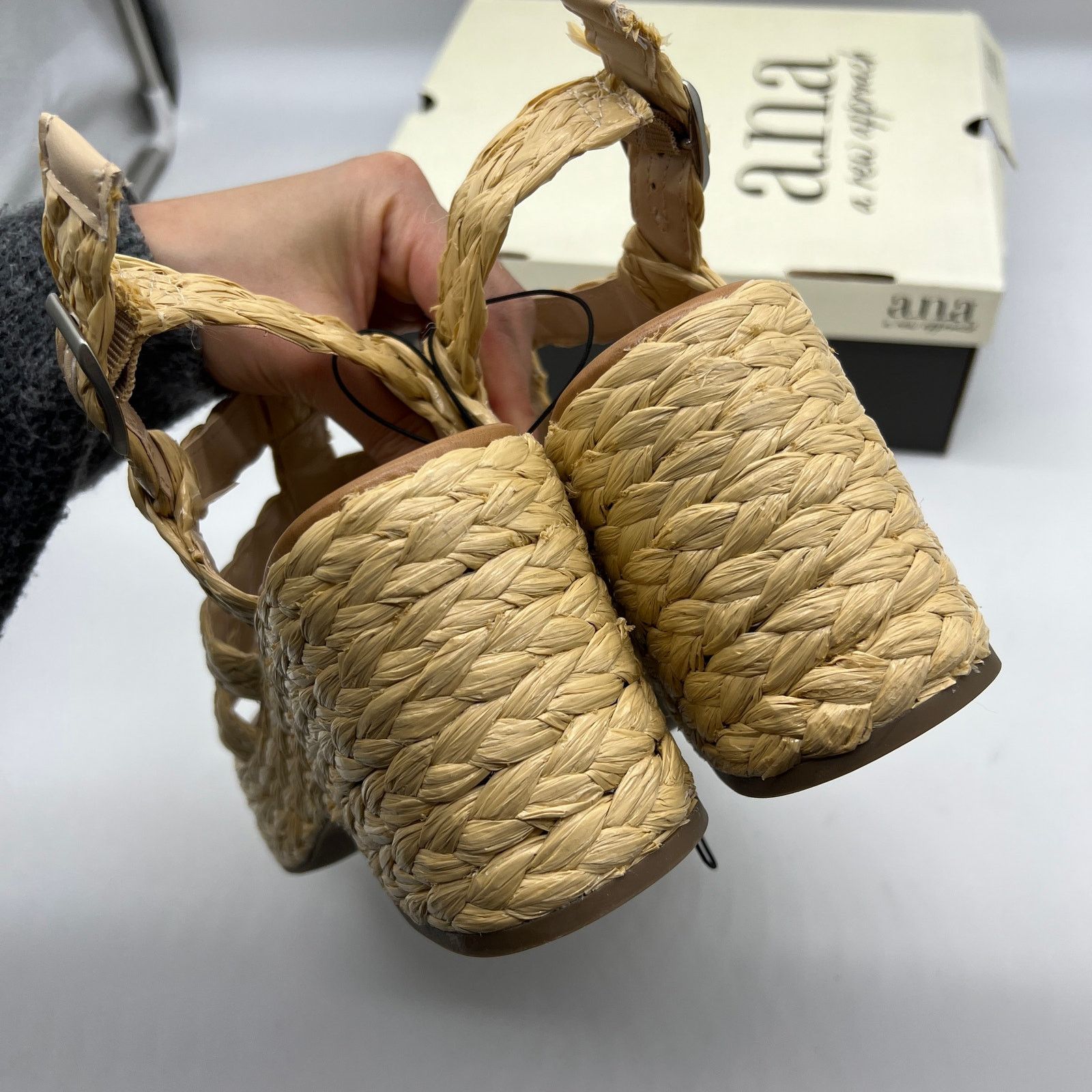 Other a.n.a Womens Merlin Wedge Sandals Brown Natural Size 9M Size US 9 / IT 39 - 12 Thumbnail