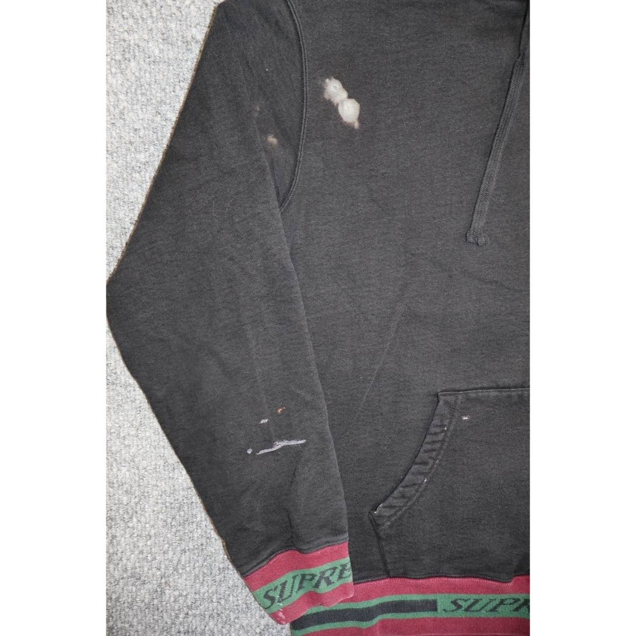 Supreme Supreme Striped Rib Hoodie Black Bleached Box Logo Tag M Size US M / EU 48-50 / 2 - 8 Thumbnail