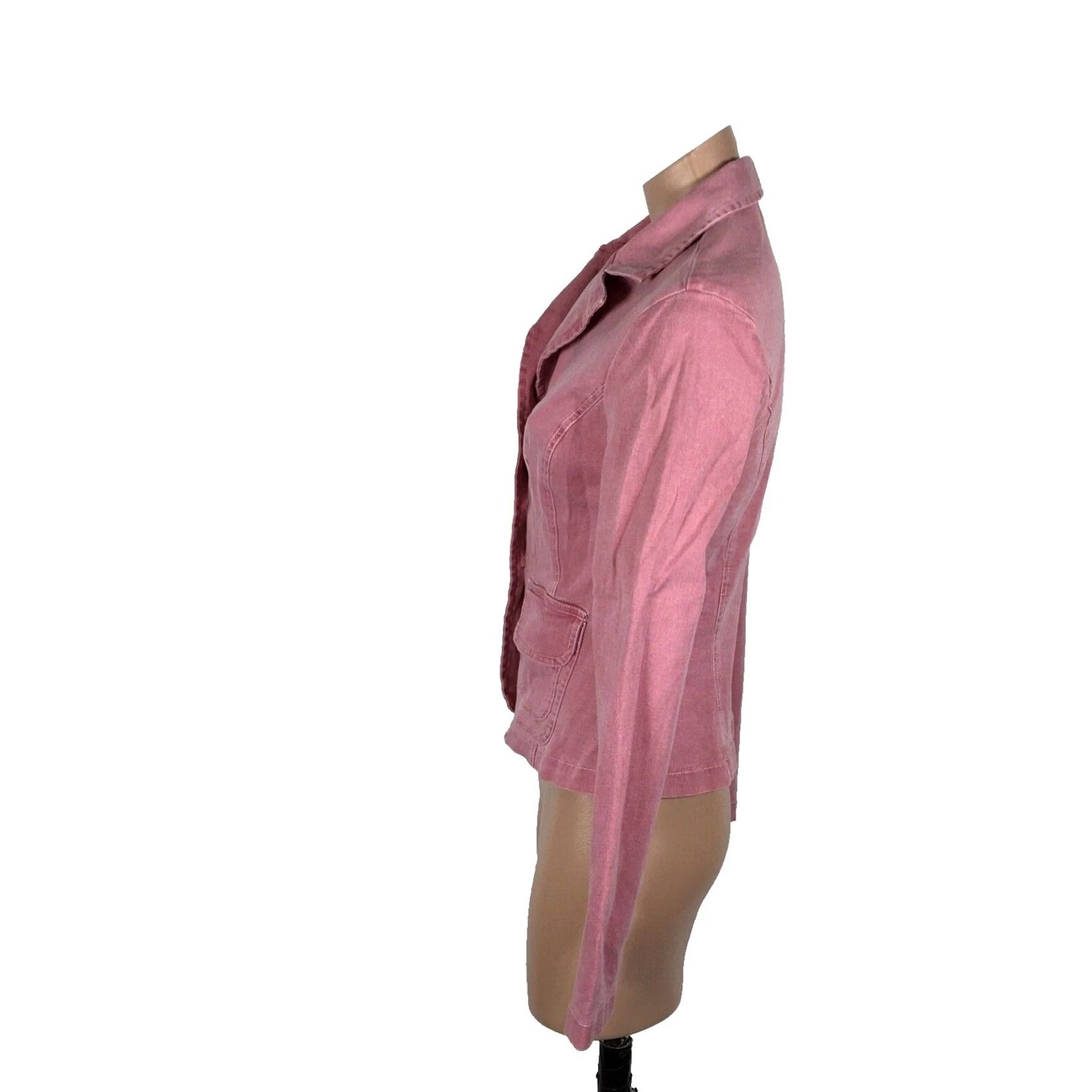 Guess VINTAGE GUESS Blazer Shirt Women XS Pink Red 90s Y2K Denim Cotton Blend USA Made Three Button Distressed Size XS / US 0-2 / IT 36-38 - 6 Thumbnail