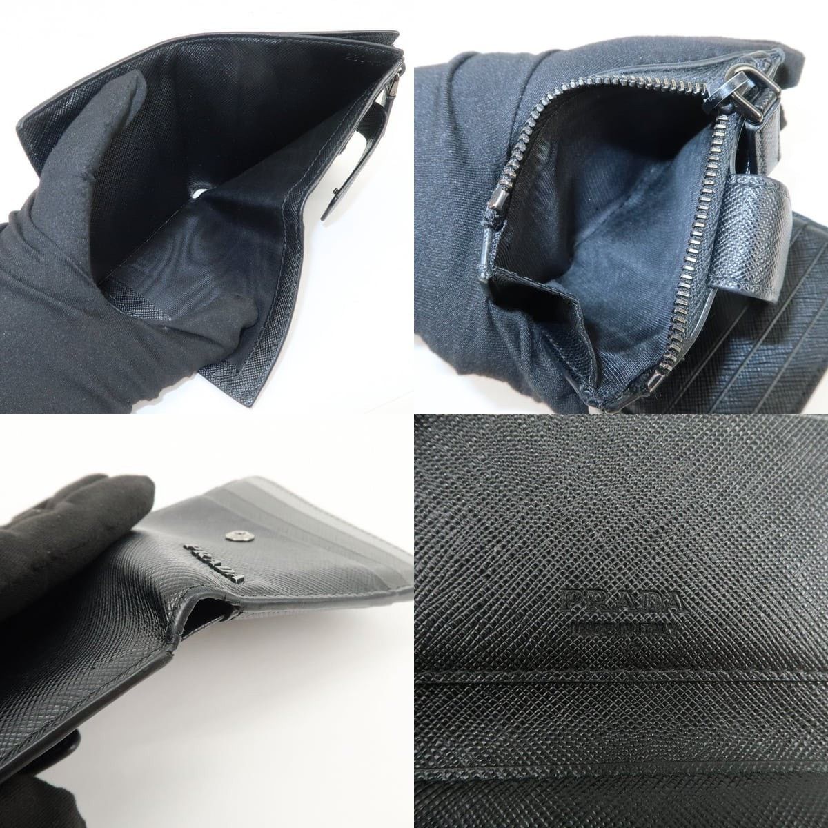 Prada Prada Saffiano Compact Wallet Black Size ONE SIZE - 6 Thumbnail