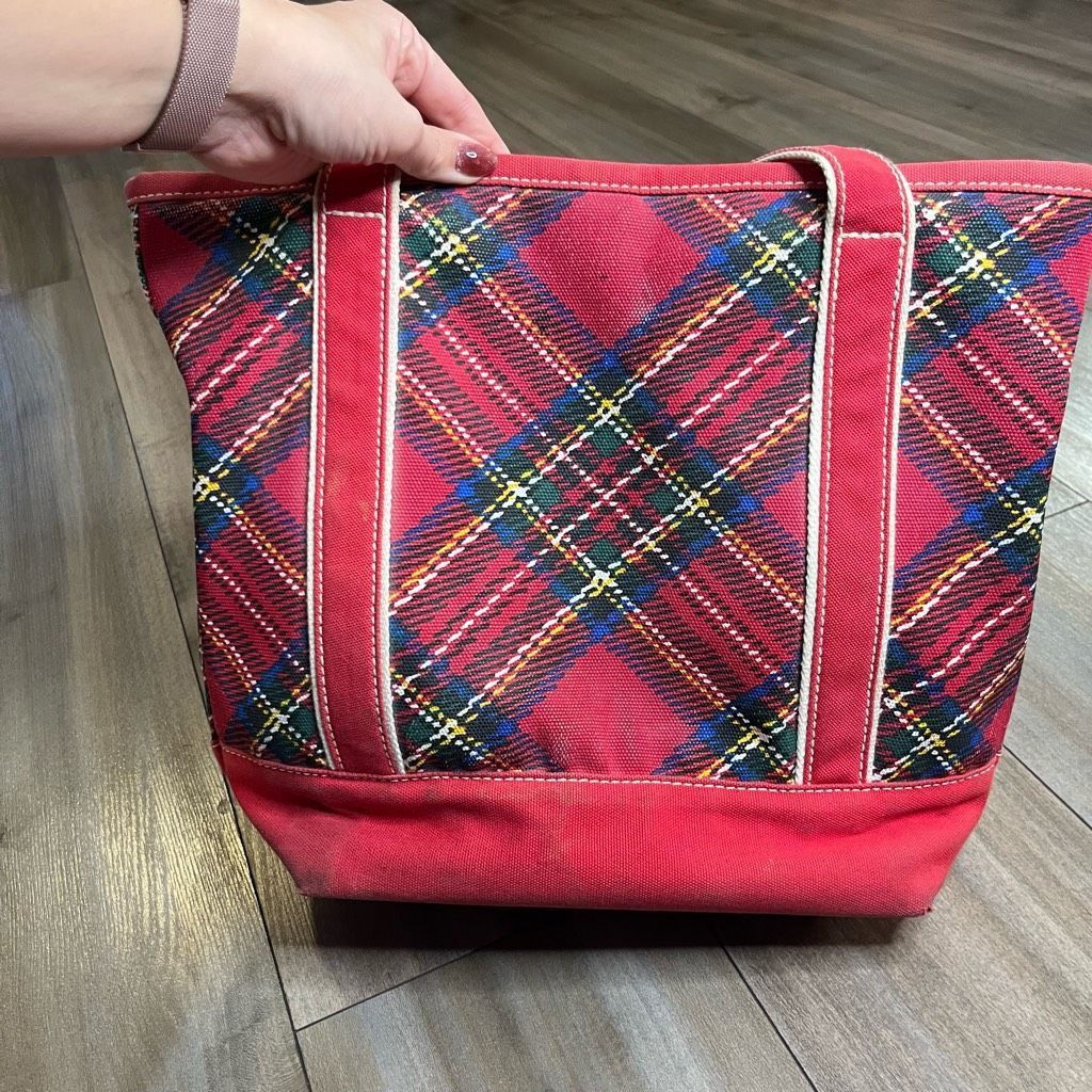 Lands' End Lands End Red Plaid Medium Zipper Tote Bag Size ONE SIZE - 2 Thumbnail