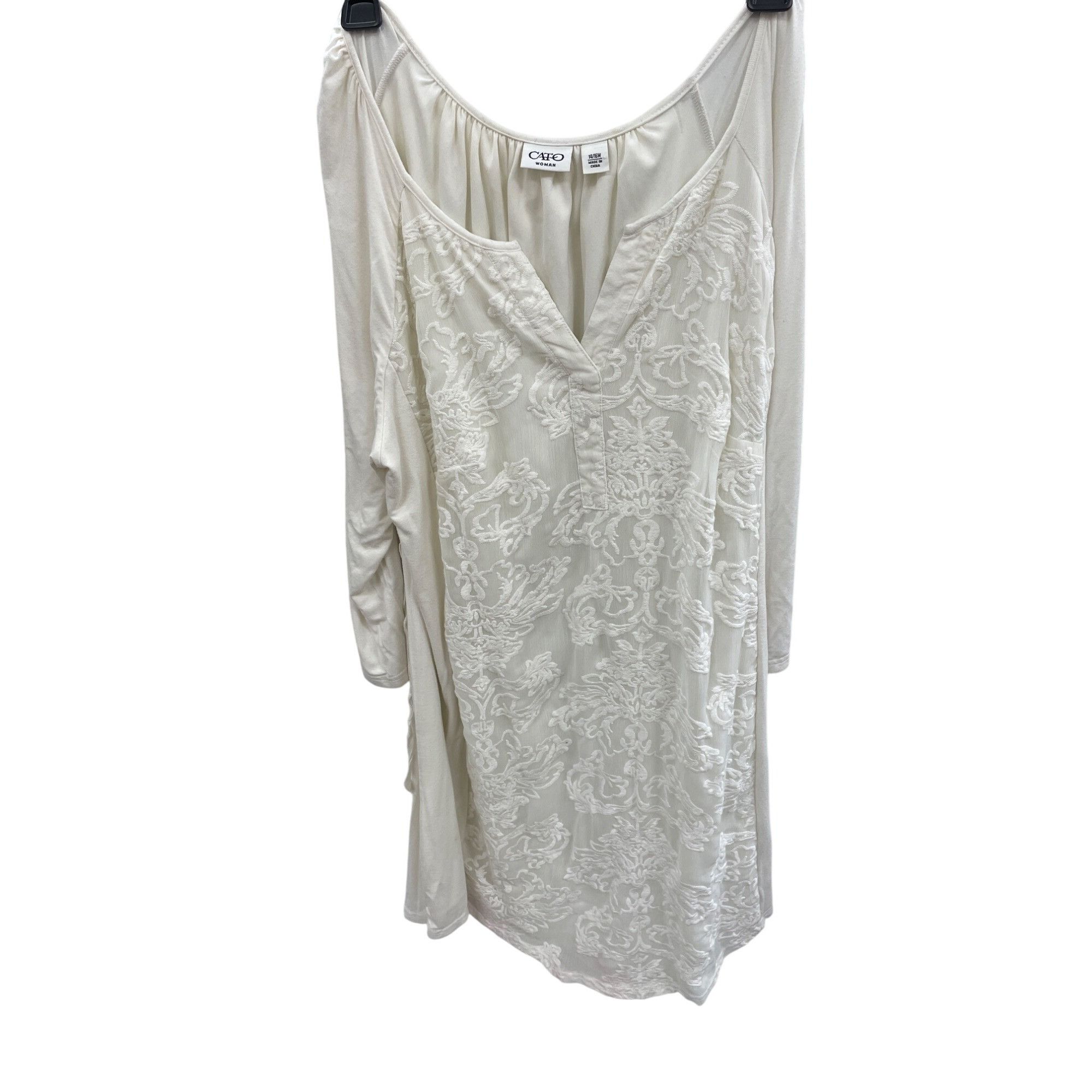 Other Cato Womens Beige Lace Embroidered Lined Midi Dress Size 14/ Size XL / US 12-14 / IT 48-50 - 15 Thumbnail