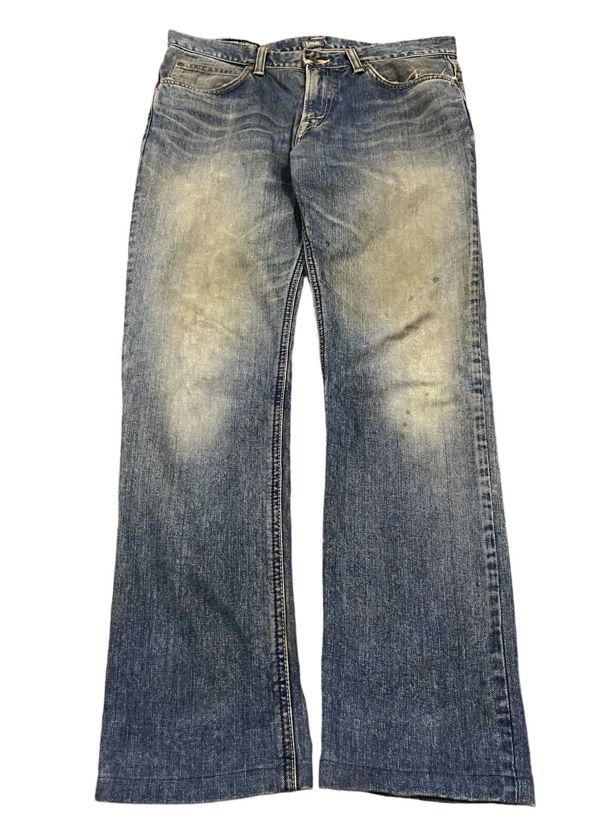 Japanese Brand × Lee Vintage Lee Mud Wash Distressed Straight Cut Classic Jeans Size US 32 / EU 48 - 1 Thumbnail