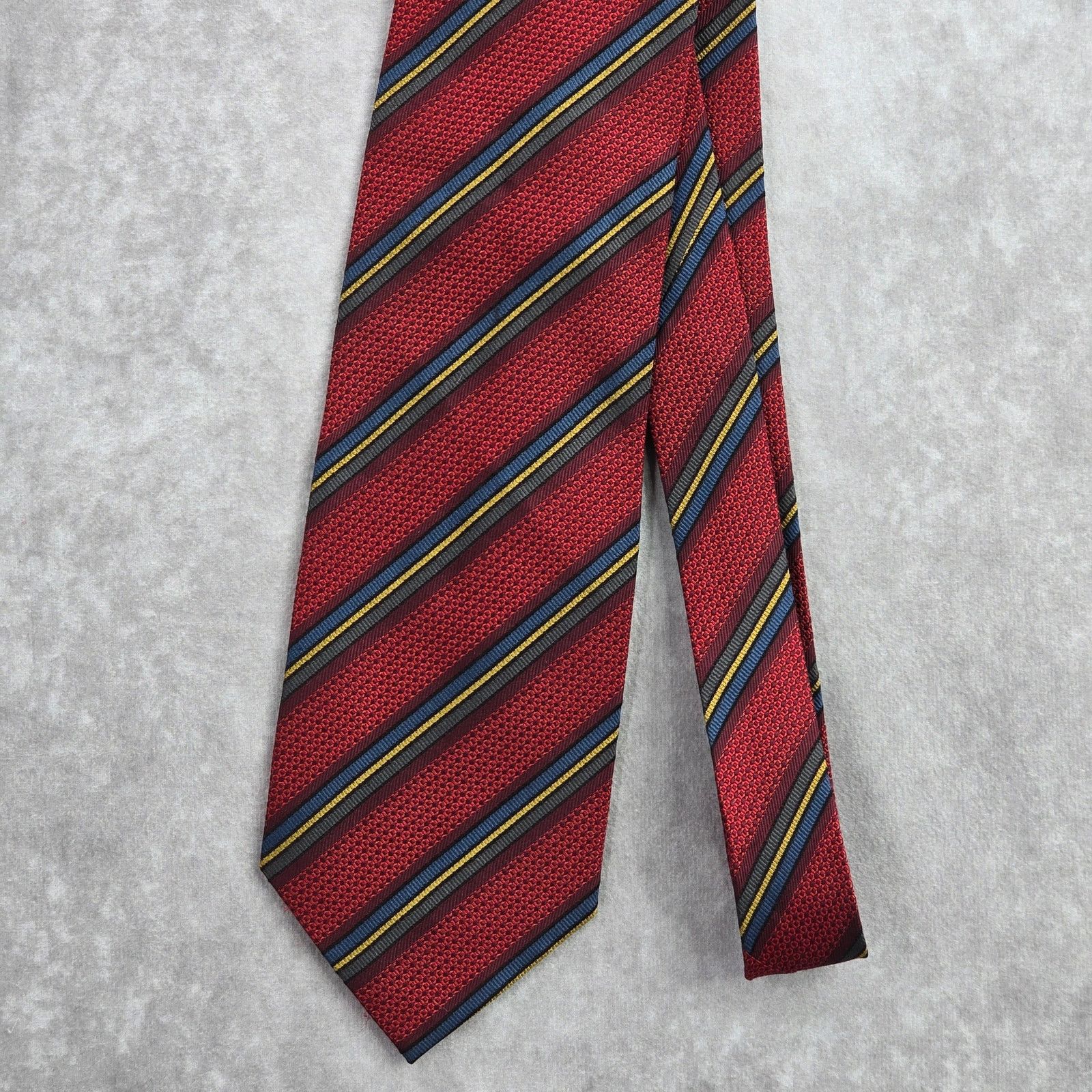 Other Daniel De Fasson Studio Red Stripe Plaid 100% Silk Neck Tie Size 30 - 2 Thumbnail