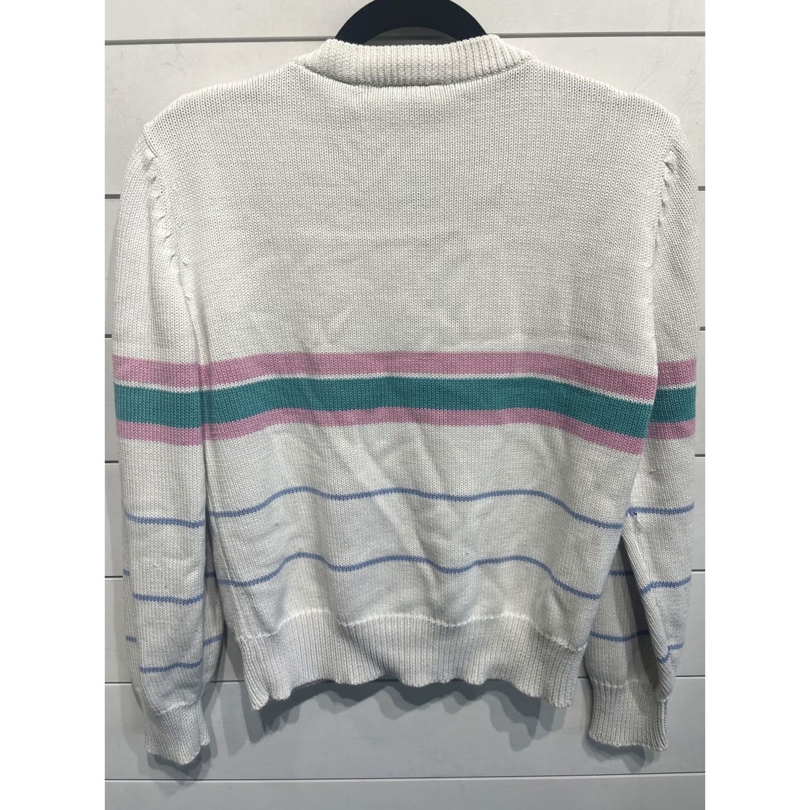 Izod VINTAGE Izod Lacoste Cardigan Sweater Womens Medium White Long Sleeve Button Up V-Neck 80s Preppy Hipster Golf Size M / US 6-8 / IT 42-44 - 6 Thumbnail