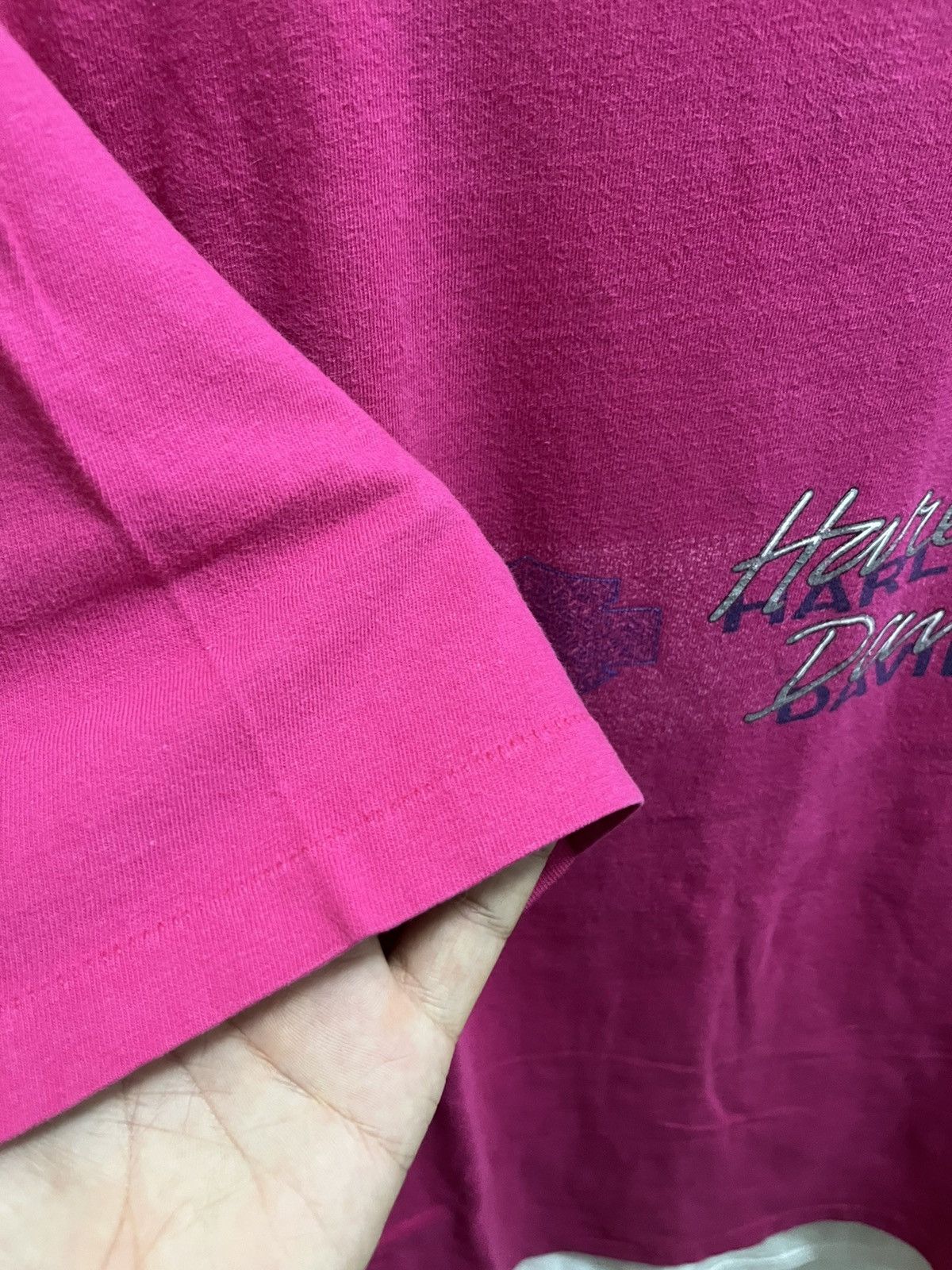 Harley Davidson Vintage 90s Pink Harley Davidson Pink Box Logo Tee Shirt Size US L / EU 52-54 / 3 - 4 Thumbnail