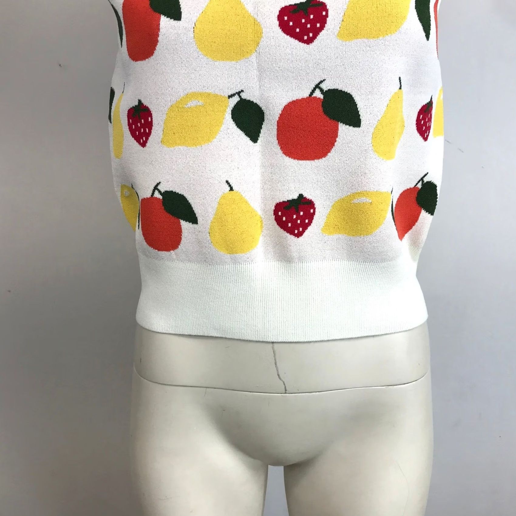 & Other Stories & Other Stories Fruit Print Knit Tank Top White S Sleeveless Square Neck Women Summer Size S / US 4 / IT 40 - 3 Thumbnail