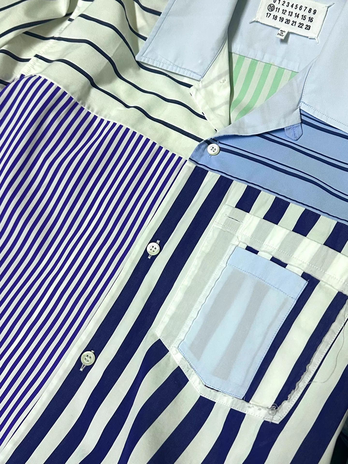 Maison Margiela Maison Margiela Cuban Collar Blue-White Striped Shirt Size US M / EU 48-50 / 2 - 3 Thumbnail