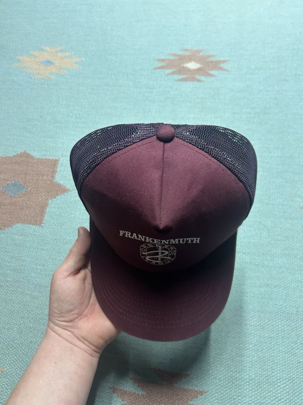 Vintage VTG trucker hat Frankenmuth horseshoe club Michigan maroon Size ONE SIZE - 3 Thumbnail