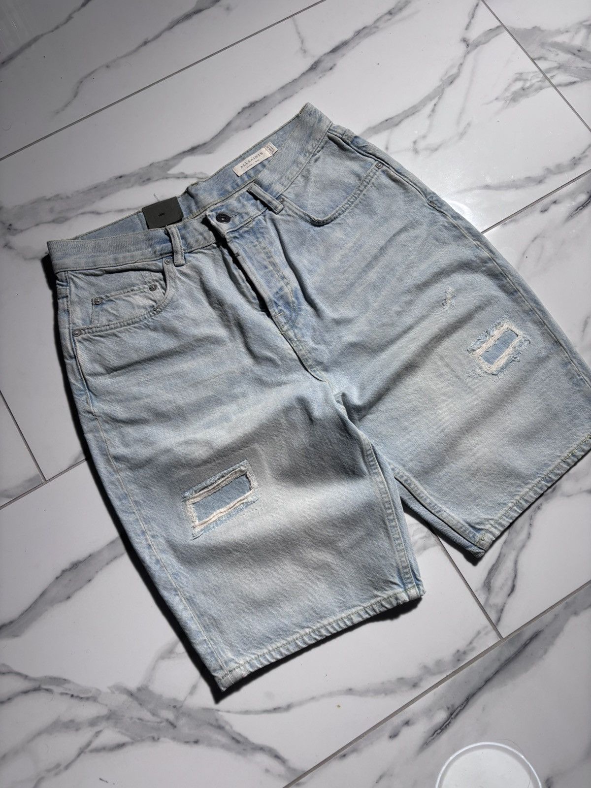 Allsaints Allsaints Japanese Shorts Denim Distressed Y2K Size US 30 / EU 46 - 2 Thumbnail