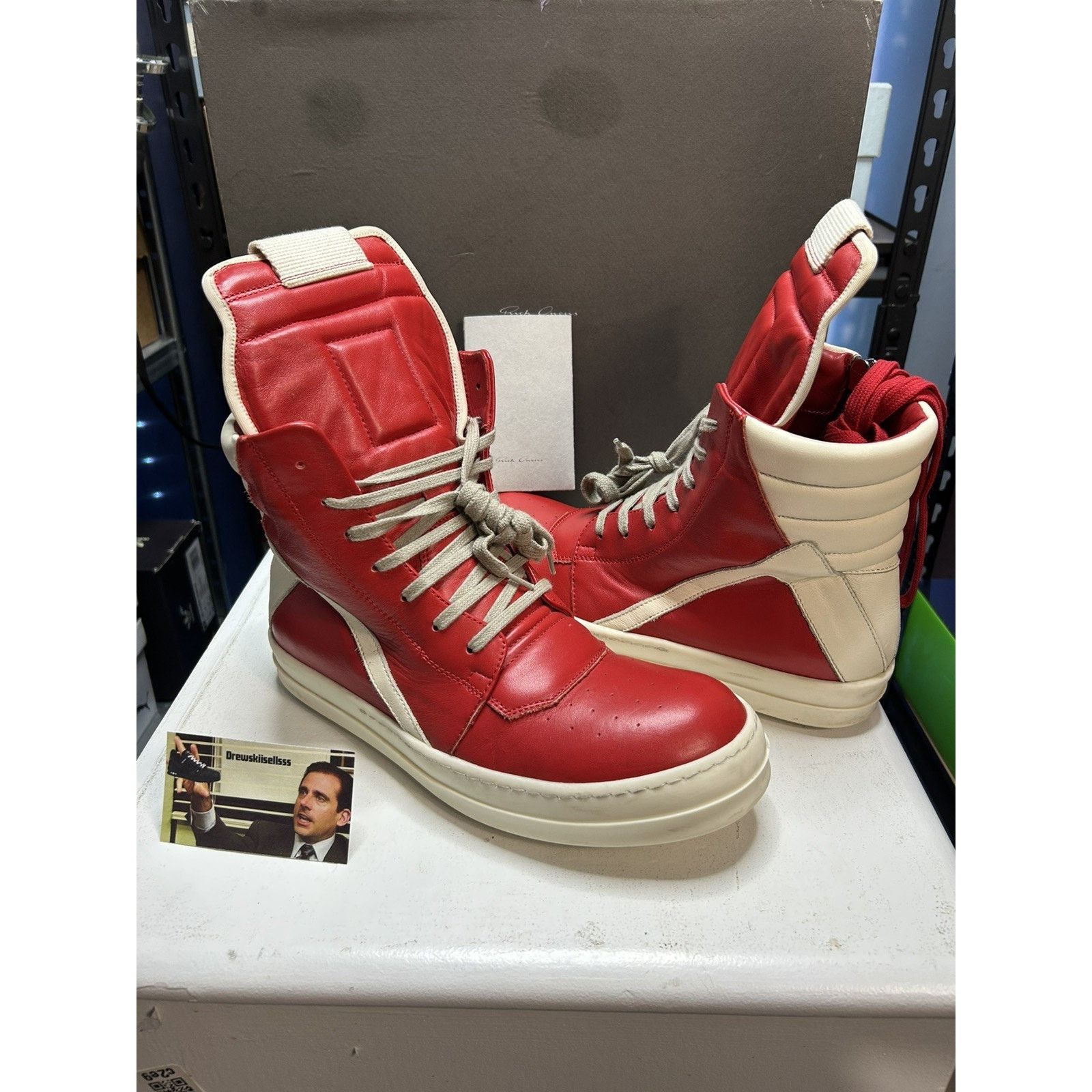Rick Owens Geobasket Carnelian Red/Milk Sneaker Size 8 US 41 EU Rick Owens Carnelian / Milk Geobaskets. Brand new. Now  main image 2