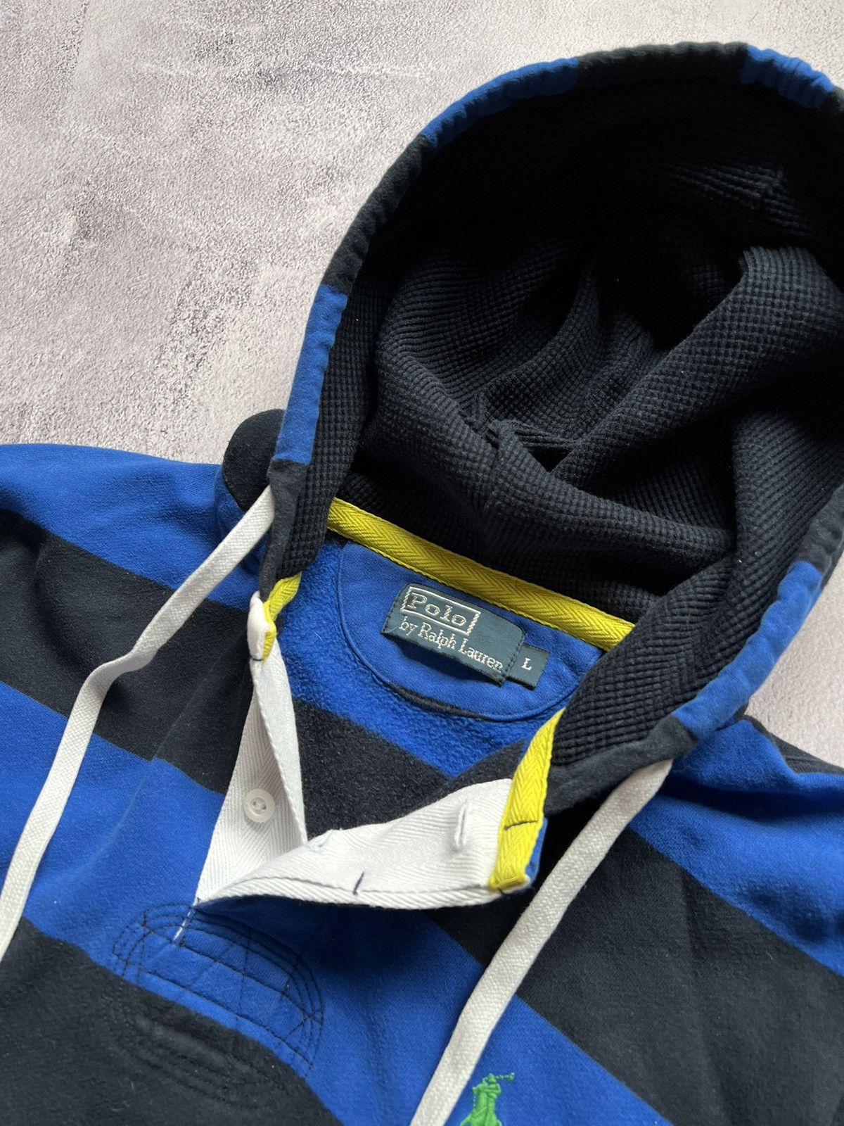 Polo Ralph Lauren VTG Polo Ralph Lauren Striped Rugby Hoodie Size L Size US L / EU 52-54 / 3 - 6 Thumbnail