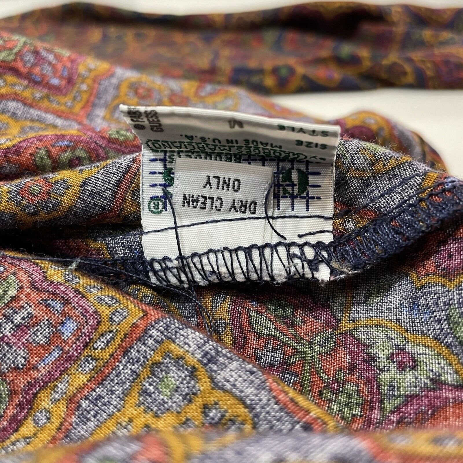 Guess VTG 1990 Guess By Georges Marciano Men’s Club Shirt Paisley Size US M / EU 48-50 / 2 - 9 Thumbnail
