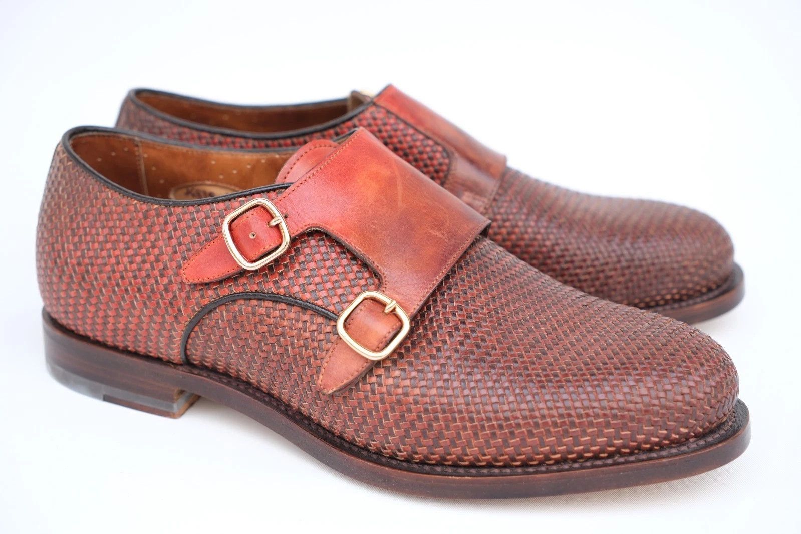 Santoni Santoni Red Woven Double Monk Strap EU 40 / UK 6 / US 7 Size US 7 / EU 40 - 1 Thumbnail