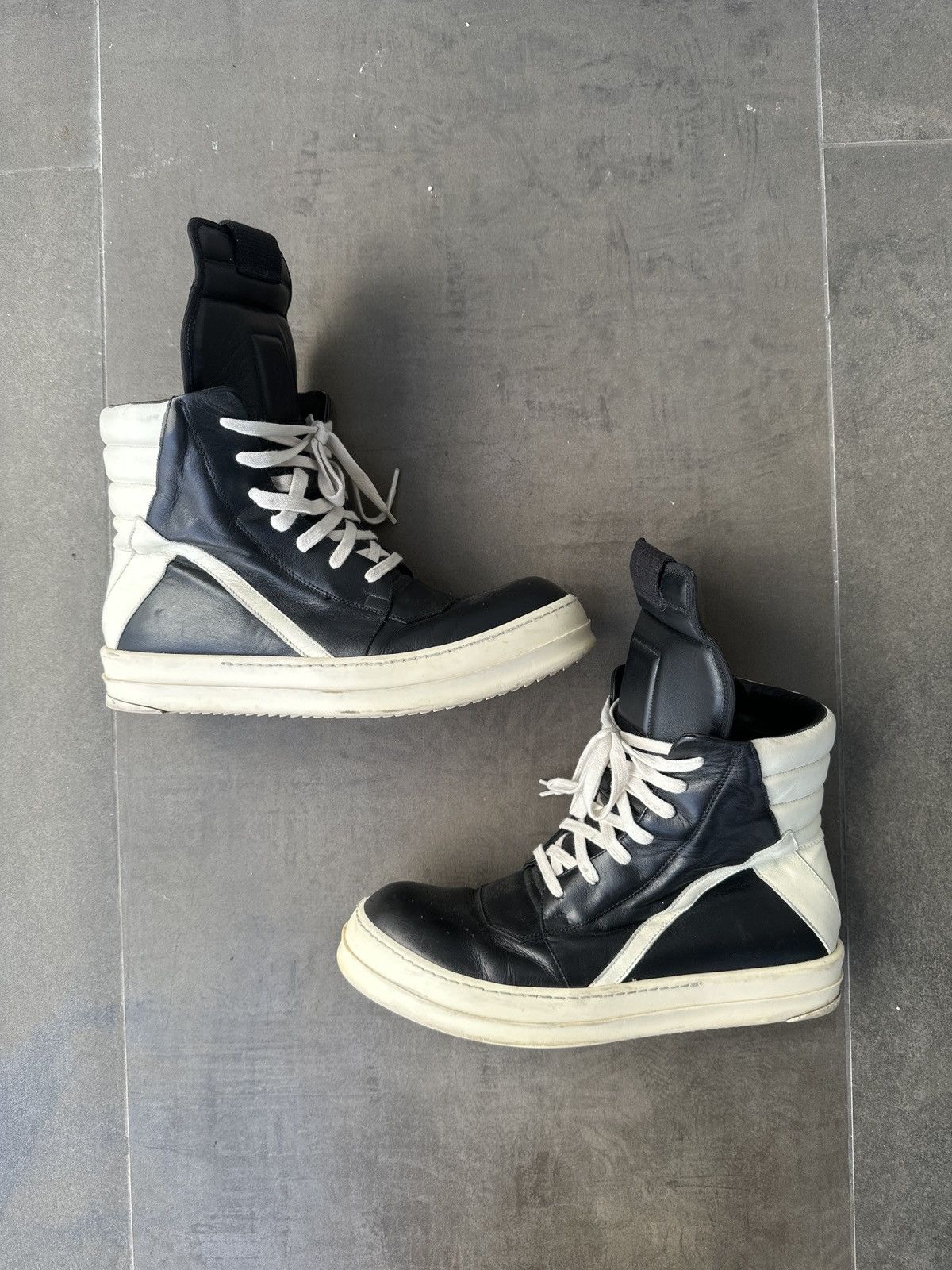 Rick Owens Rick Owens Geobasket Leather Hi Top Sneakers Grailed