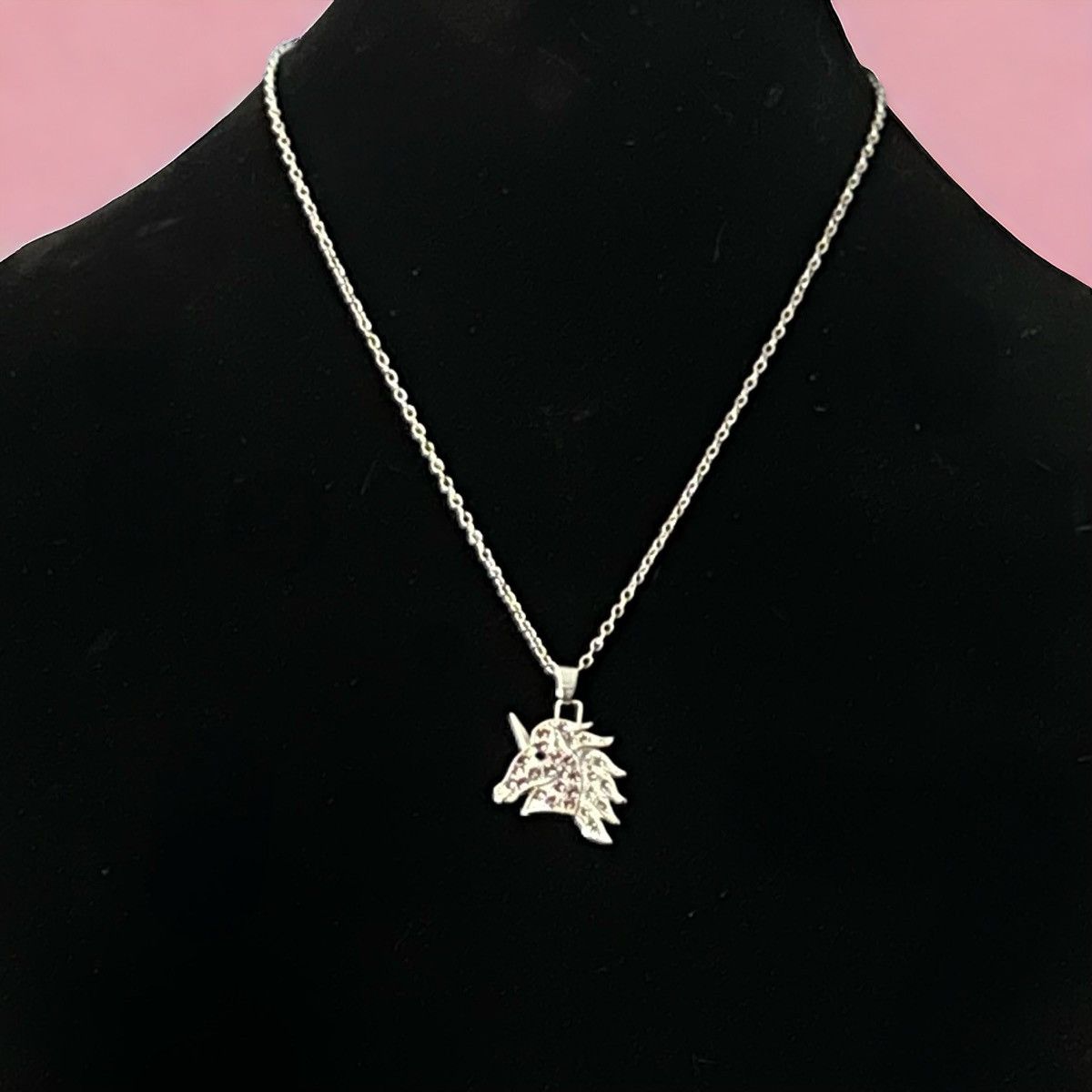 Other Silver tone rhinestone unicorn pendant necklace Size ONE SIZE - 1 Thumbnail