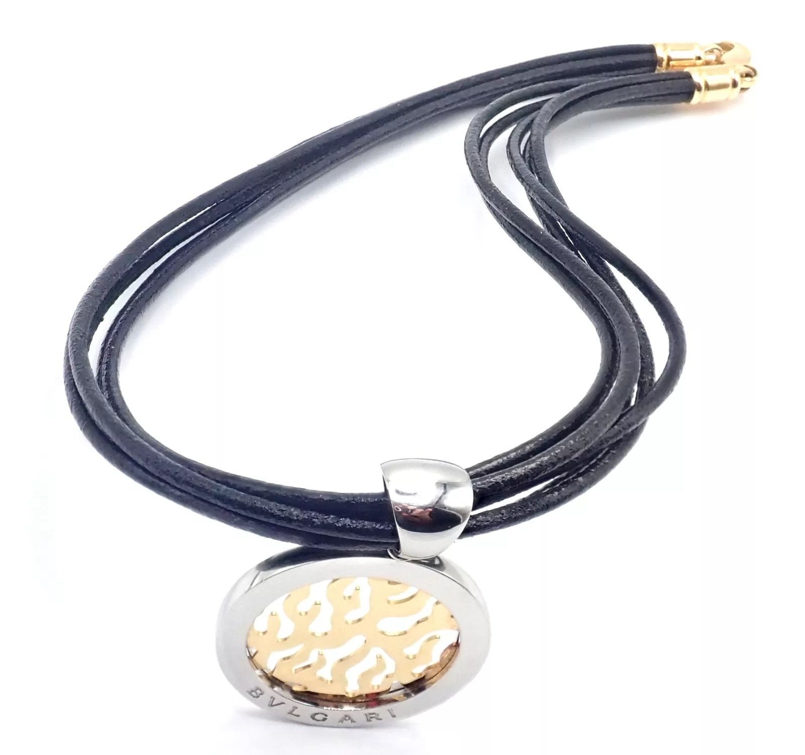 Bvlgari Bulgari 18k Yellow Gold & Stainless Steel Pendant Necklace Size ONE SIZE - 9 Thumbnail