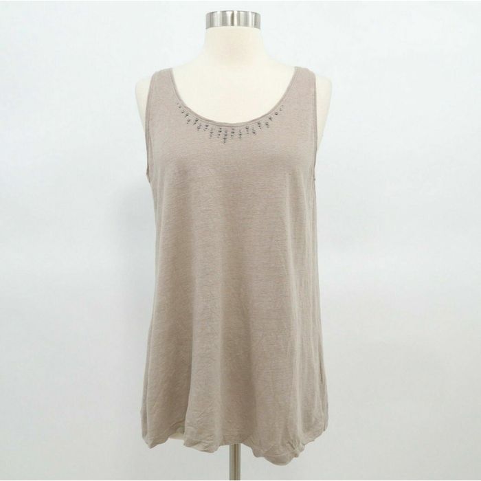 Eileen Fisher Eileen Fisher Tank Top Cami 100% Linen S Embellished ...