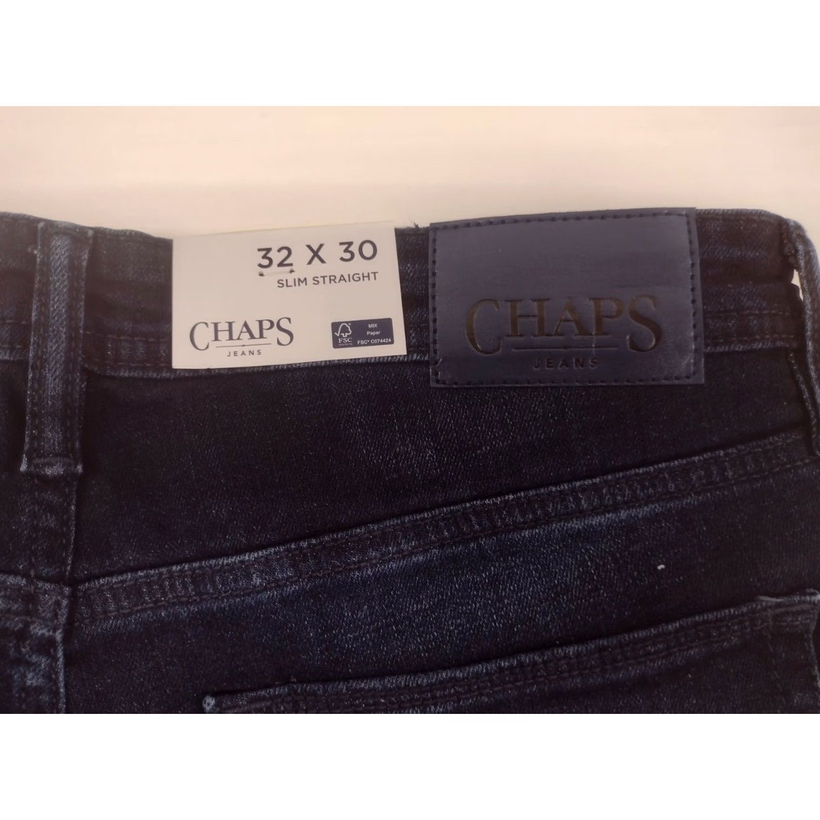 Chaps Chaps Jeans Slim Straight Denim 32/30 Abyss Wash Blue 5-Pocket Mens Regular Slim Cotton Blend NWT Modern Classic American Comfort Stretch Size US 32 / EU 48 - 4 Thumbnail