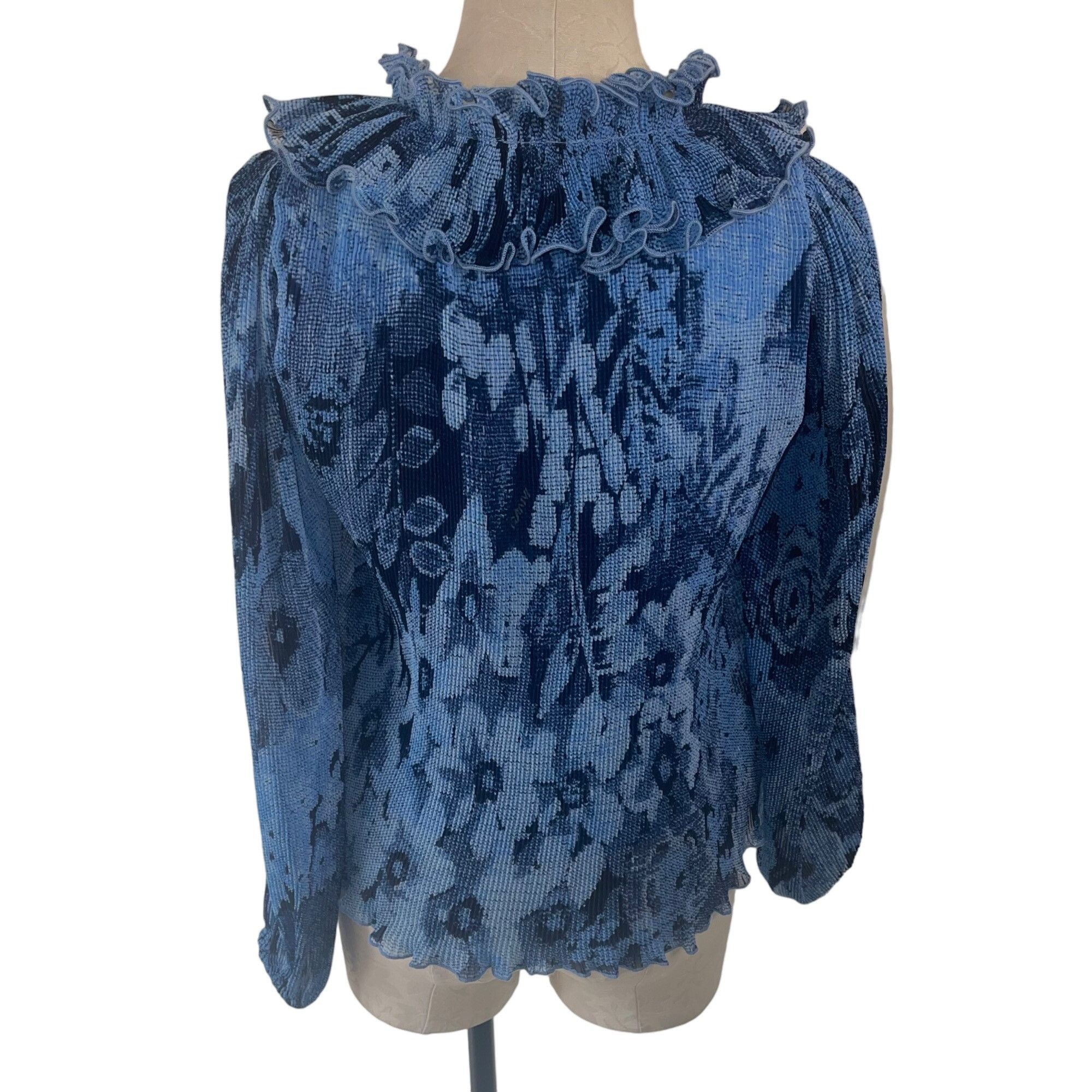 Ganni Ganni Womens Blouse Size 34 Blue Pleated Georgette Size XXS / US 00 / IT 34 - 3 Thumbnail