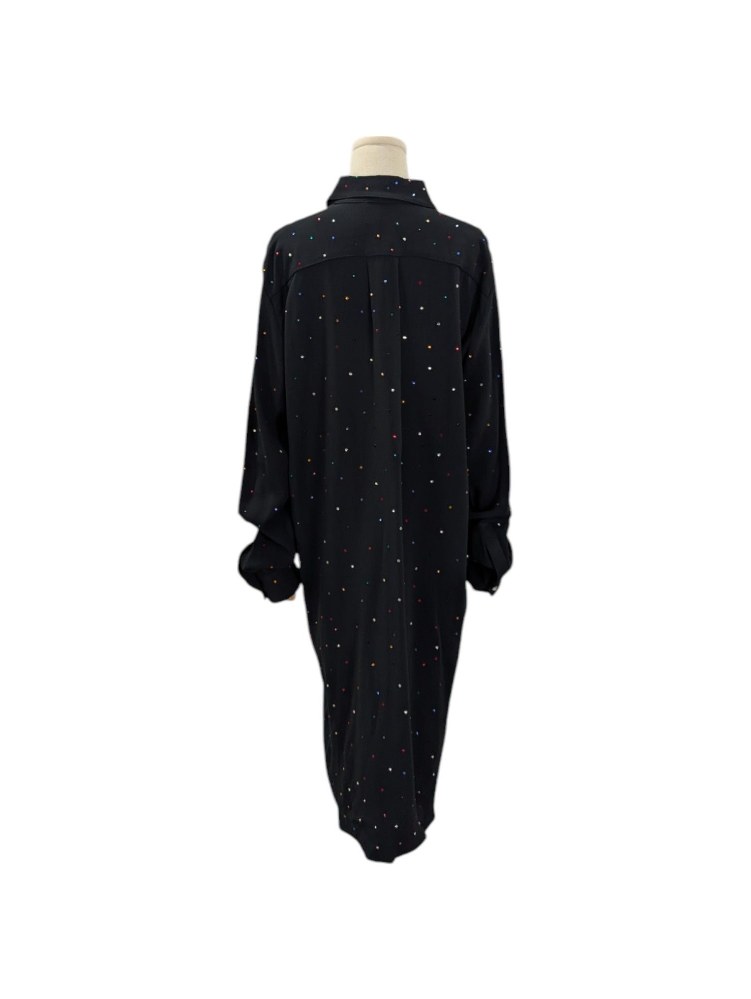 Christopher Kane Black Shirt Dress With Multi Color Crystal Embellishments Size M / US 6-8 / IT 42-44 - 2 Thumbnail