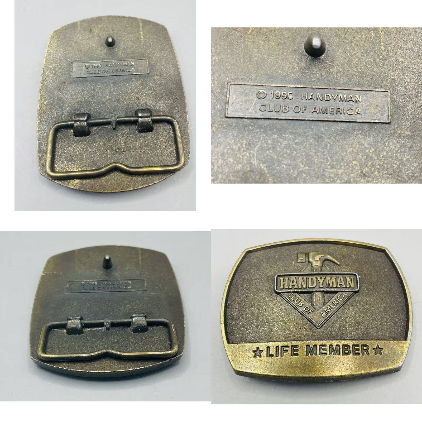 Vintage VINTAGE Handyman Club of America Life Member Brass Belt Buckle 1996 Hammer Clean Men Bronze Western GENDER: Mens Size ONE SIZE - 8 Thumbnail