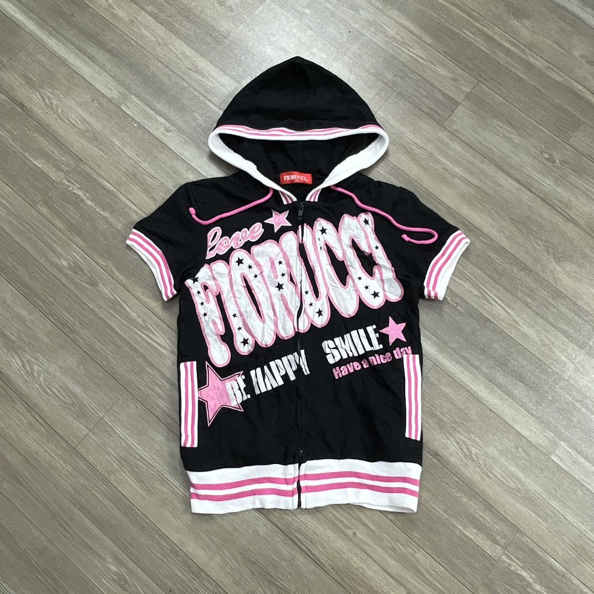 If Six Was Nine × Japanese Brand × Le Grande Bleu (L.G.B.) 2000s Fiorucci Poem Lgb Style Zip Hoodie Short Sleeve Size S / US 4 / IT 40 - 1 Thumbnail