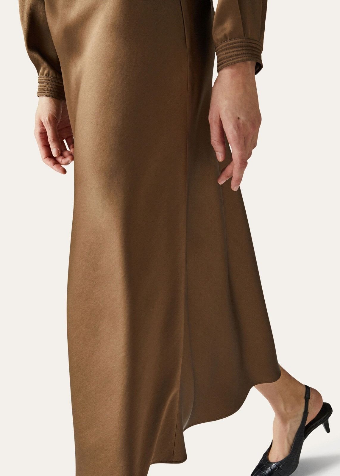 Loro Piana o1srvl11e0824 Simona Silk Skirt in Dark Brown Size 30" / US 8 / IT 44 - 5 Thumbnail