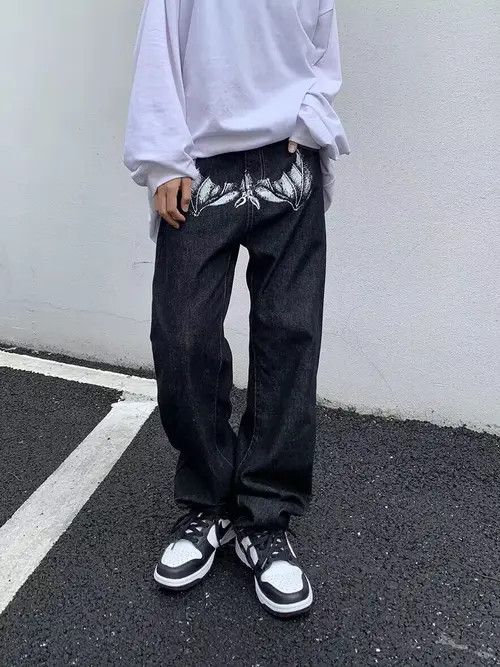 Japanese Brand × Jean Retro washed weird skull print straight jeans Size US 32 / EU 48 - 3 Thumbnail