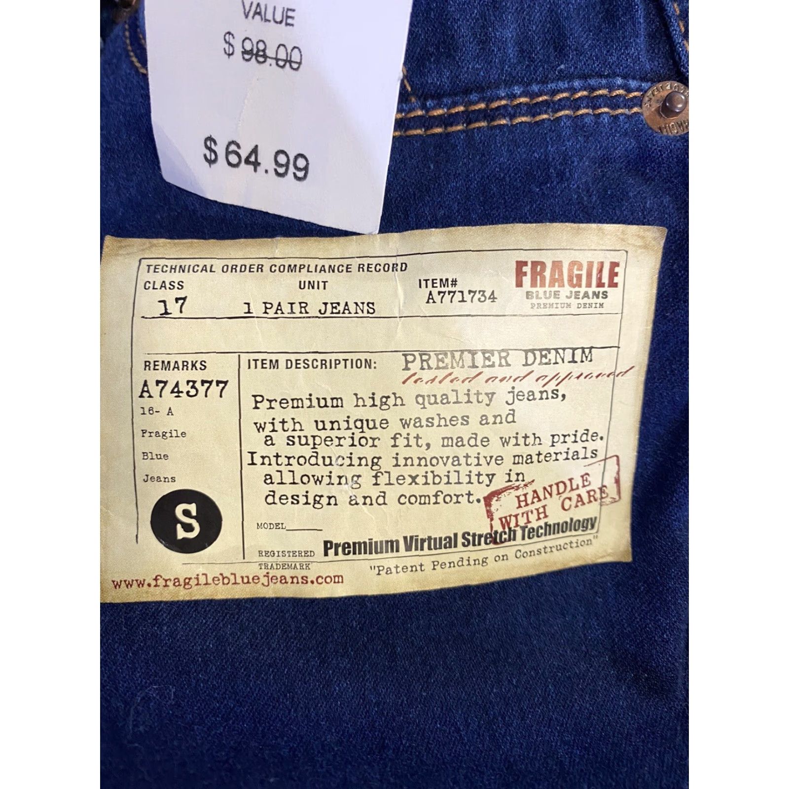 Denime Fragile Jeans Medium Wash Denim Stretch Pull On Jean Pants Juniors sz Small Women Skinny Size 28" / US 6 / IT 42 - 6 Thumbnail