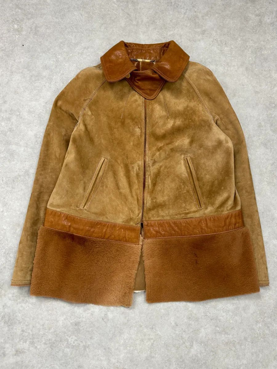 Dolce & Gabbana 2000s Dolce & Gabbana Beige & Brown Hybrid Fur Leather Jacket Size S / US 4 / IT 40 - 1 Thumbnail