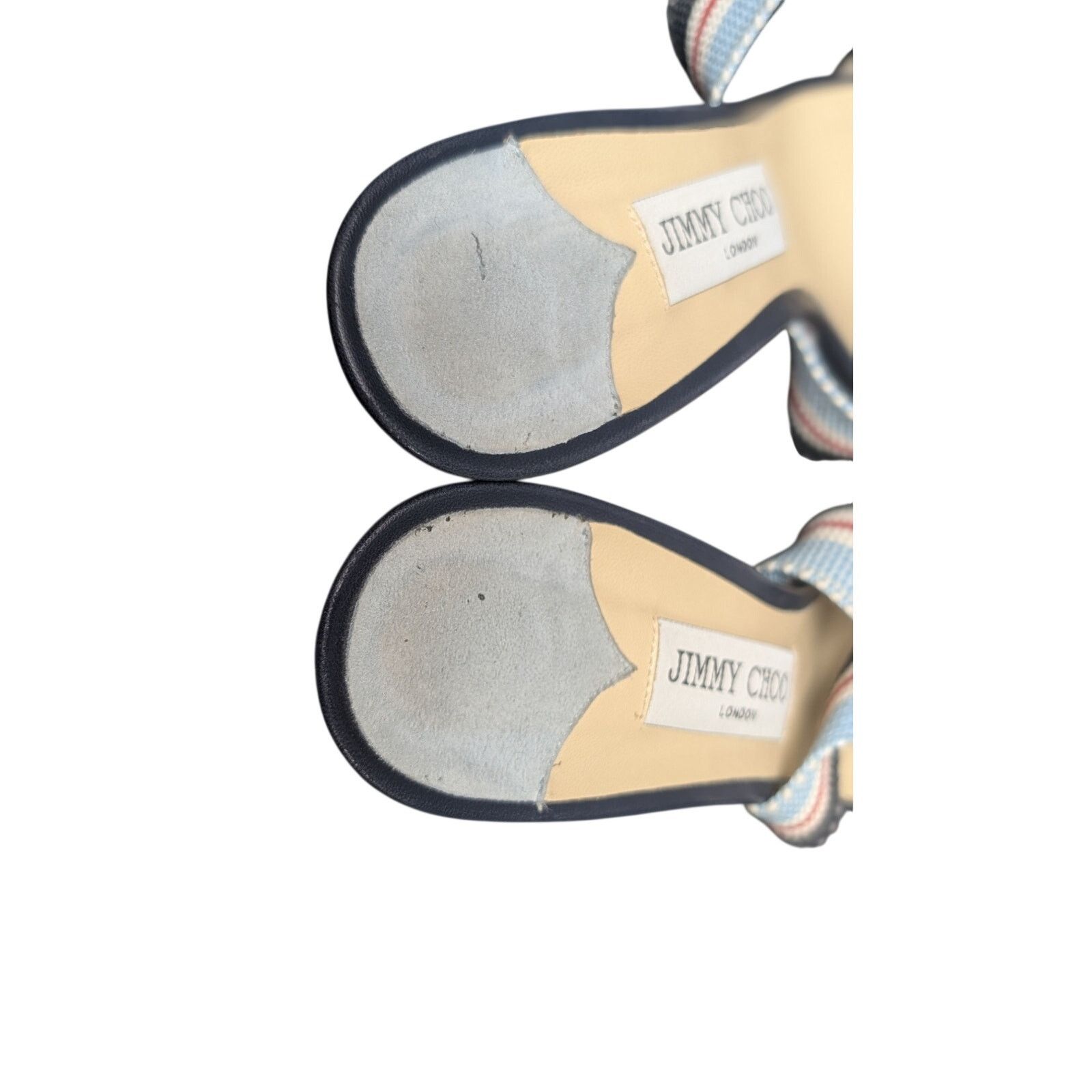 Jimmy Choo Jimmy Choo Bailey 100 Mix Blue Canvas Sandal Heels Size 8 US Size US 8 / IT 38 - 6 Thumbnail