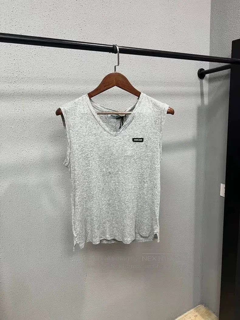 Miumiu Gray Slogan Tank Top.