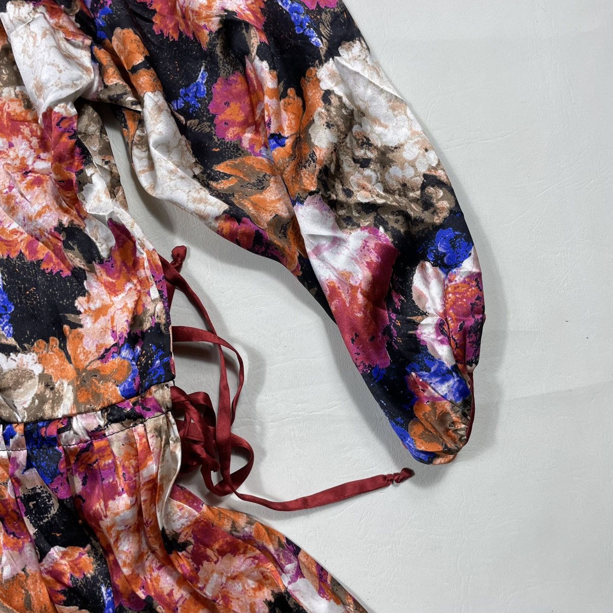 Roberto Cavalli Just Cavalli Multicolor Silk Satin Floral Print Size M / US 6-8 / IT 42-44 - 6 Thumbnail