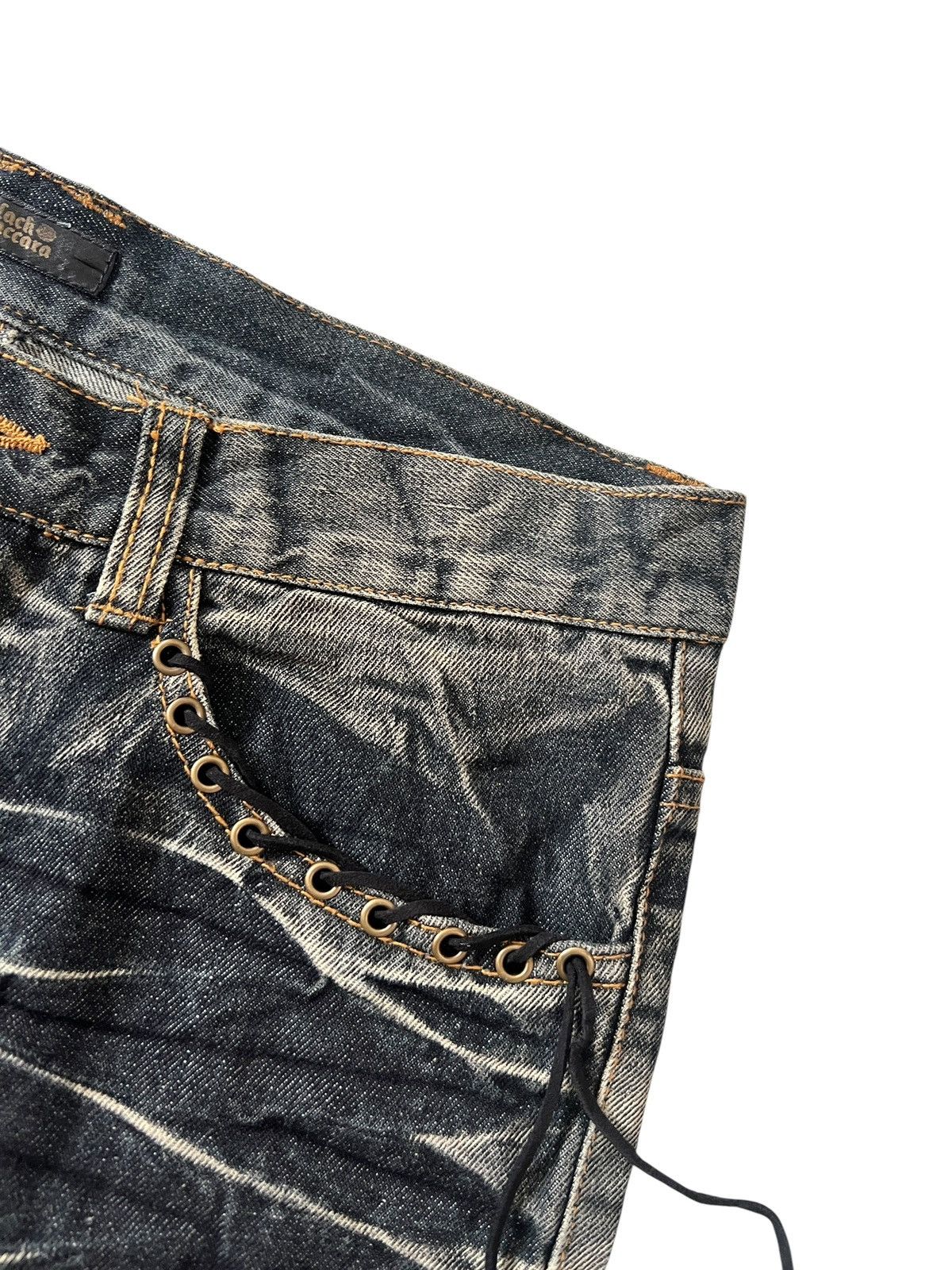 Obelisk Black Baccara 🇯🇵 Lace Distreessed Flare Denim Size US 33 - 6 Thumbnail